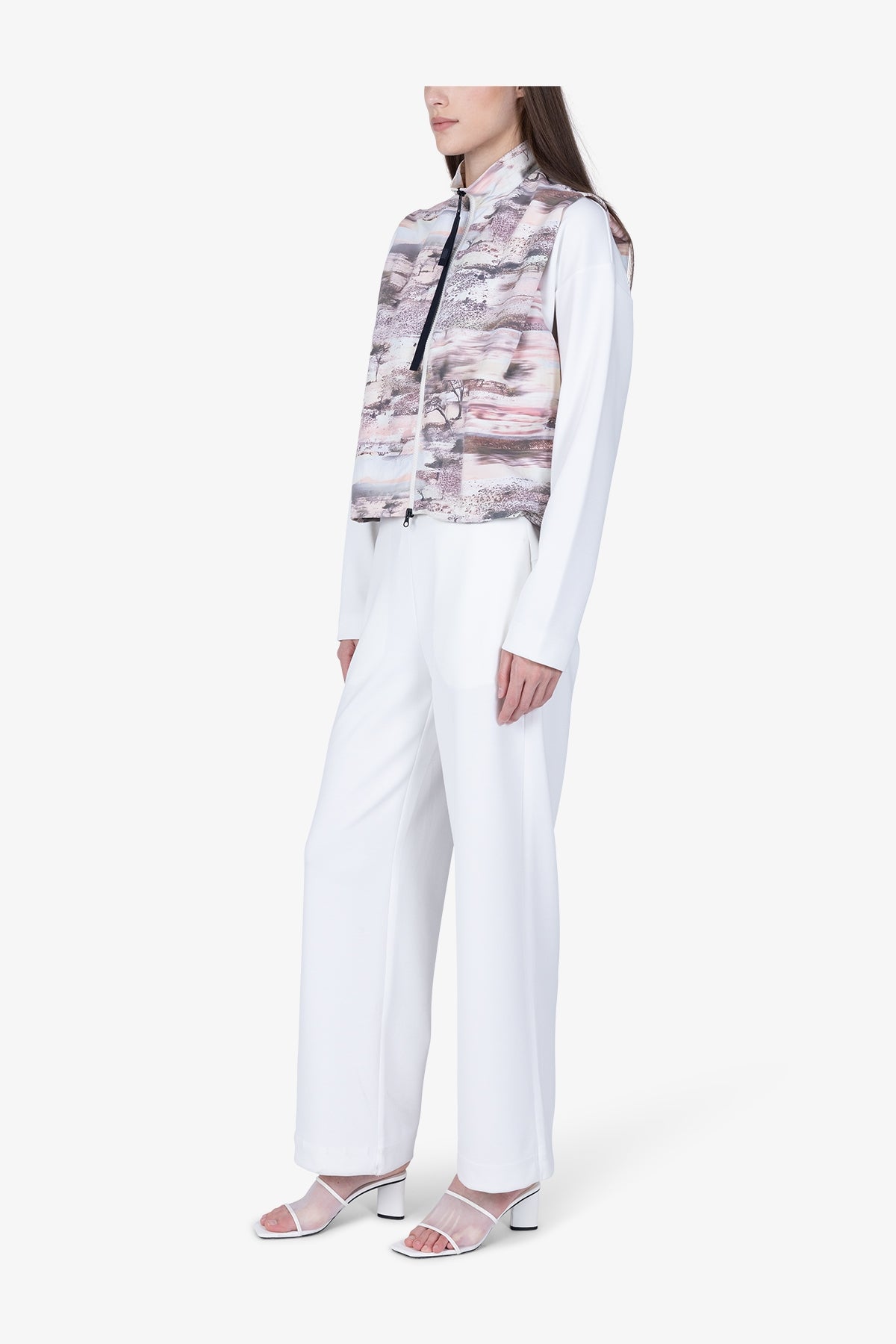 Cropped Waistcoat with Landscape Print