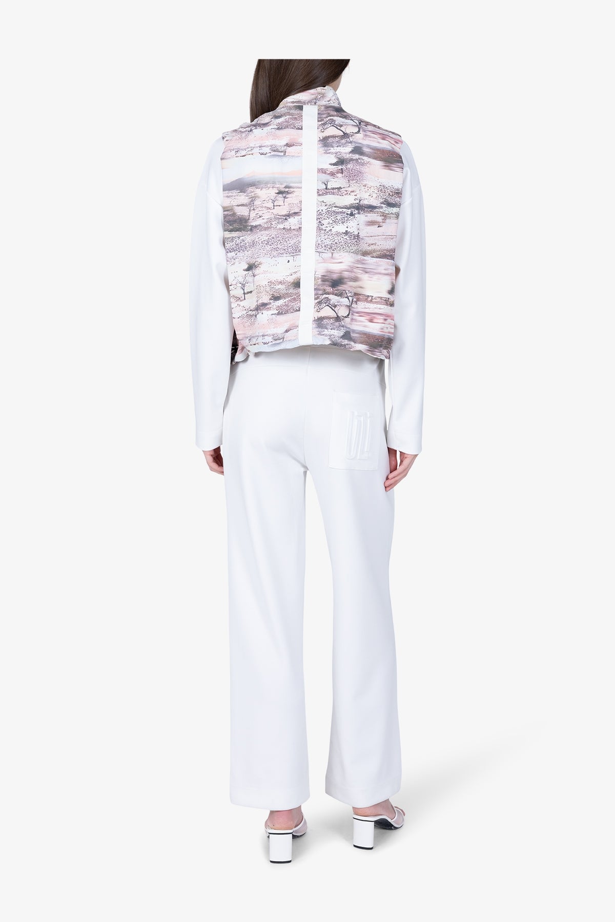 Cropped Waistcoat with Landscape Print