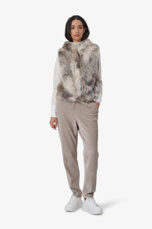 Noble Vest with Tie-dye Fake Fur