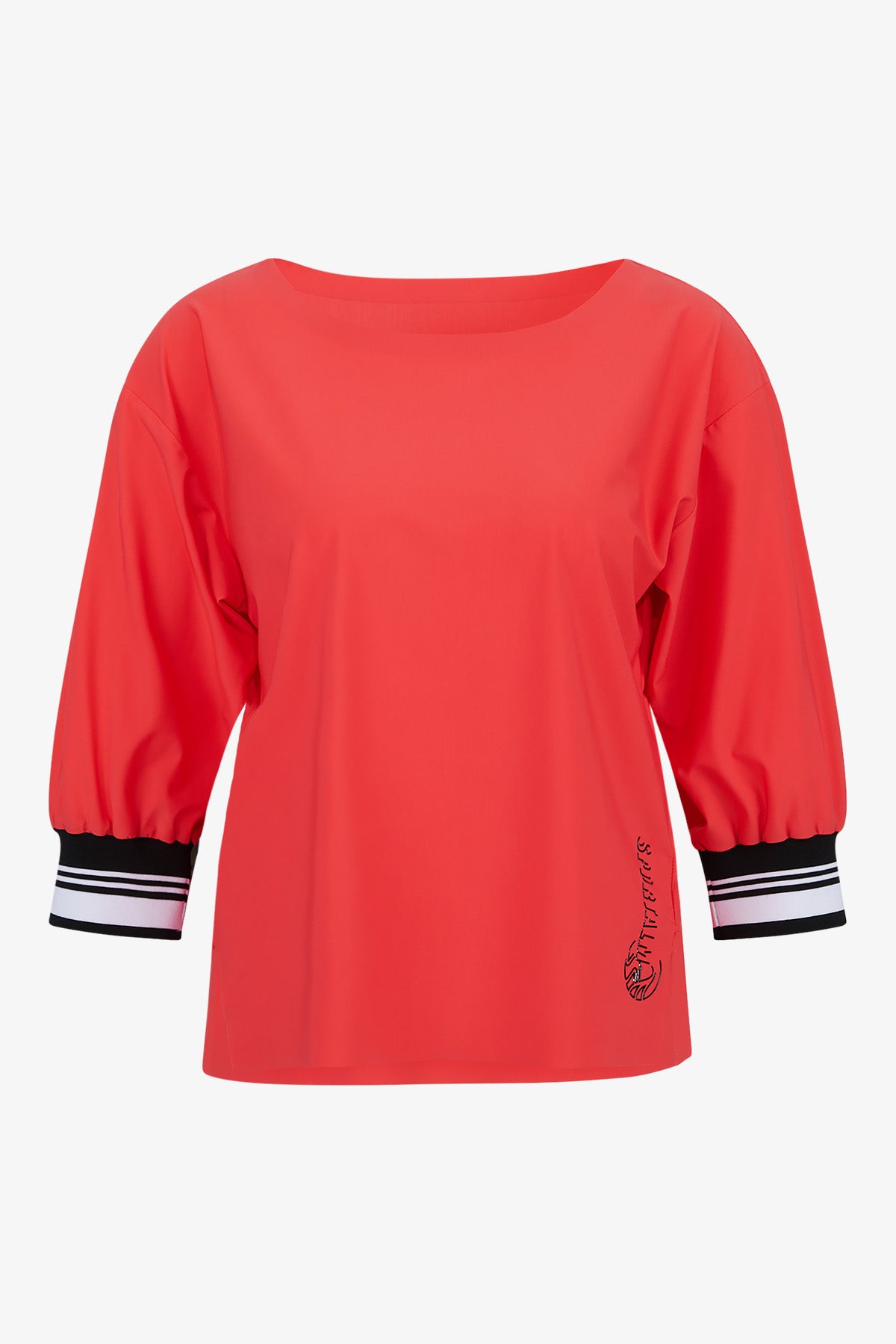 落肩袖條紋袖口圓領上衣