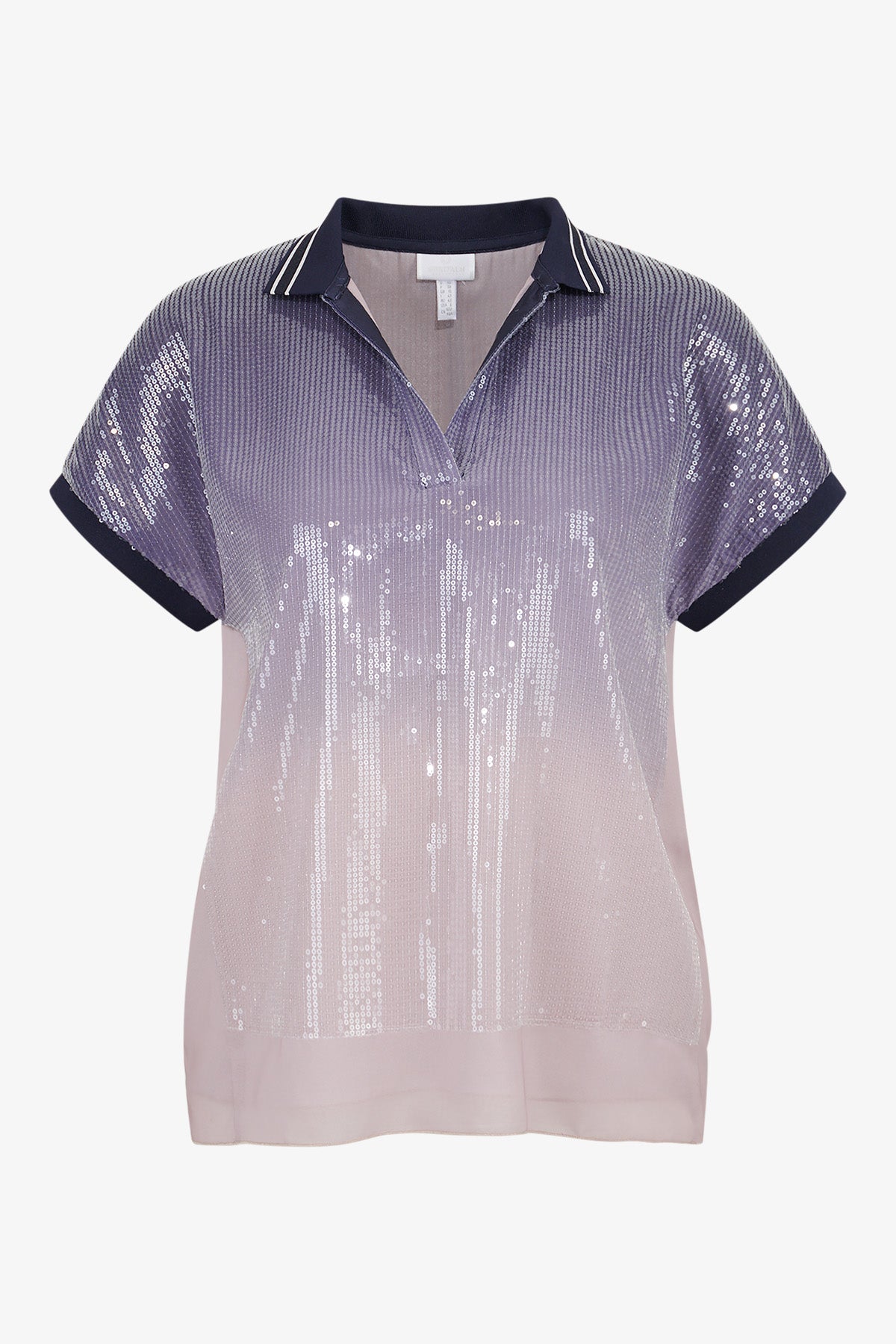 漸變色亮片短袖Polo恤