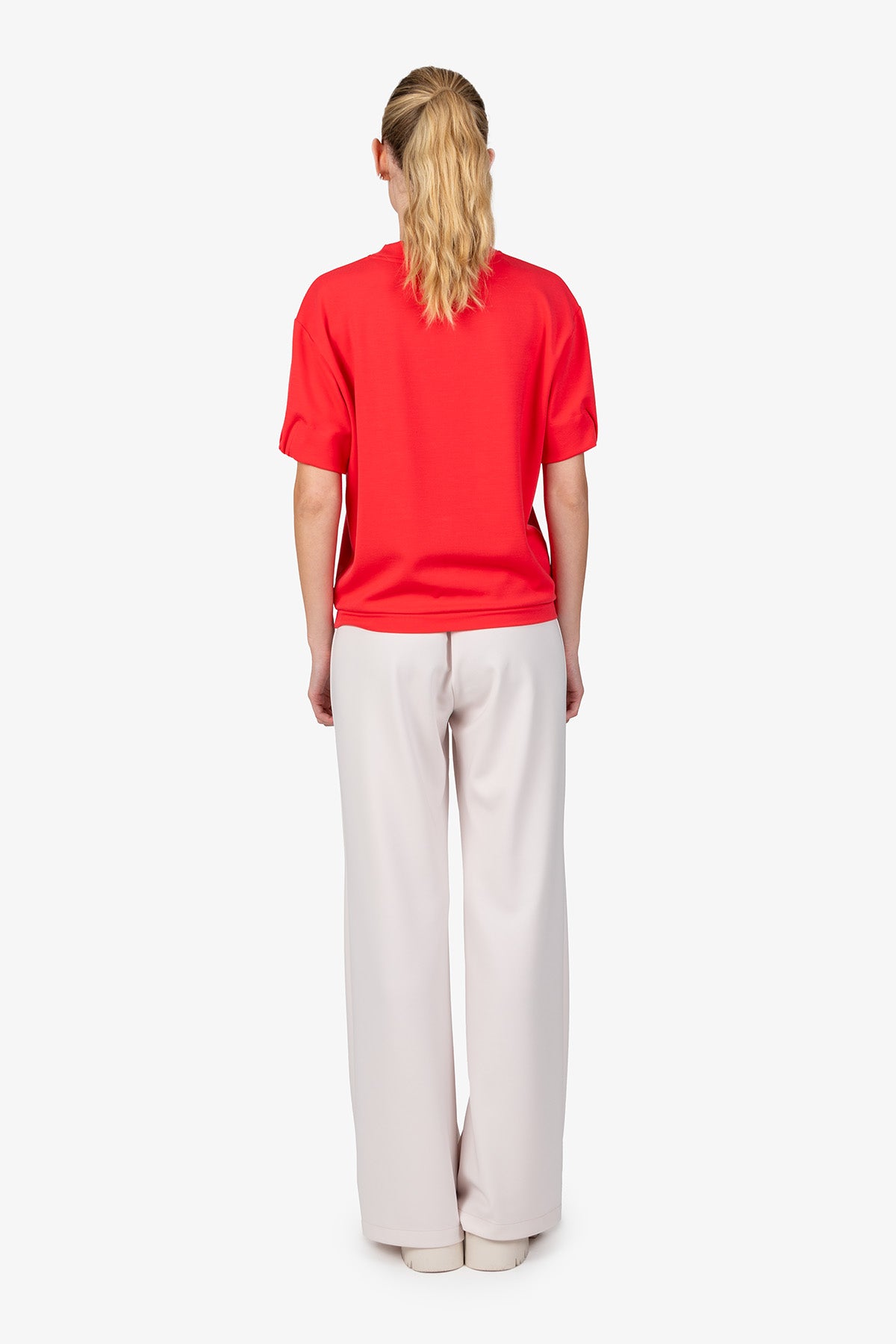 抽象花朵圖案圓領短袖T恤