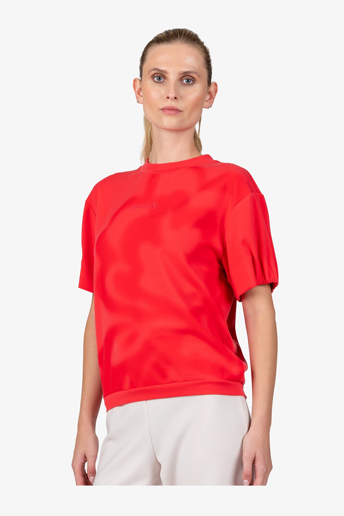 抽象花朵圖案圓領短袖T恤