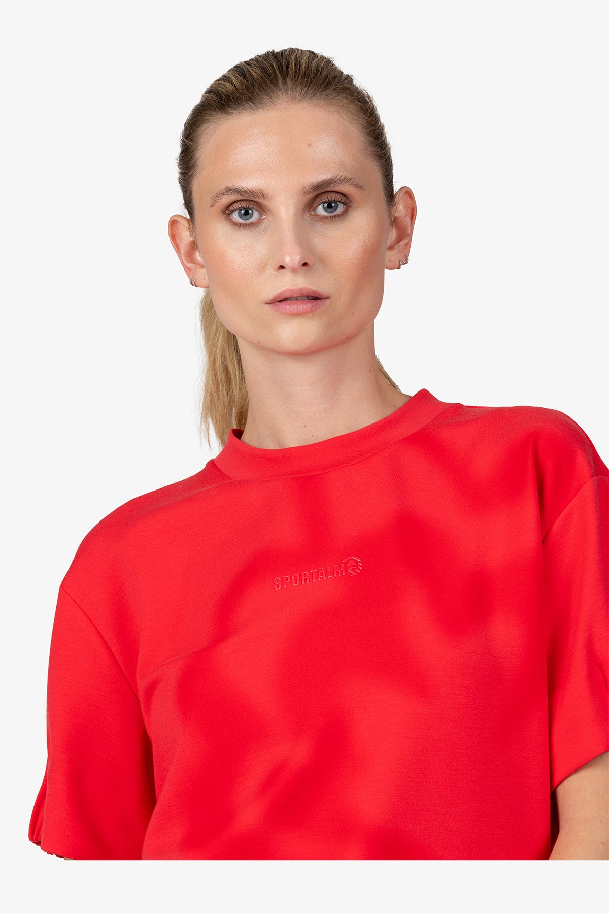 抽象花朵圖案圓領短袖T恤