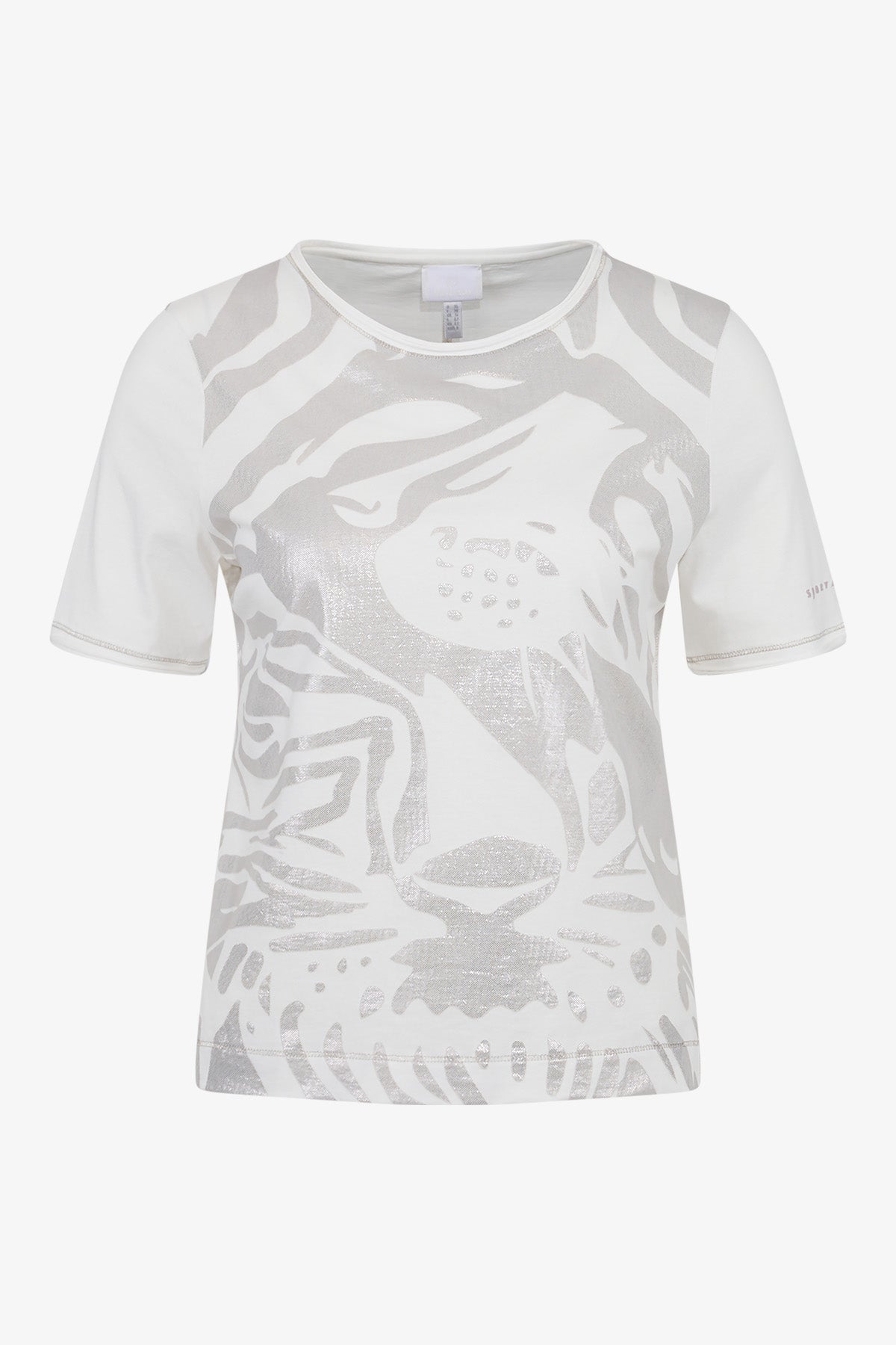 箔印圖案圓領短袖T恤