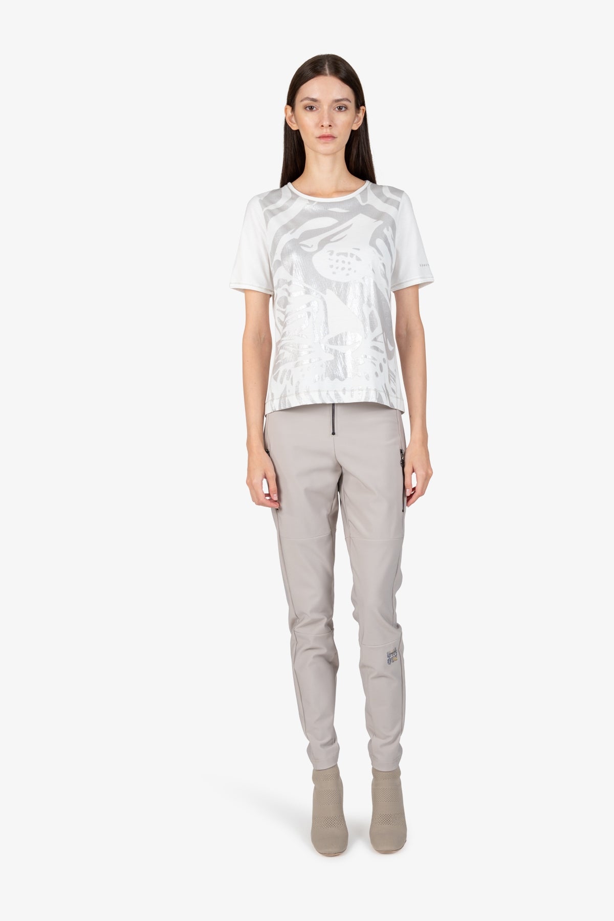 箔印圖案圓領短袖T恤