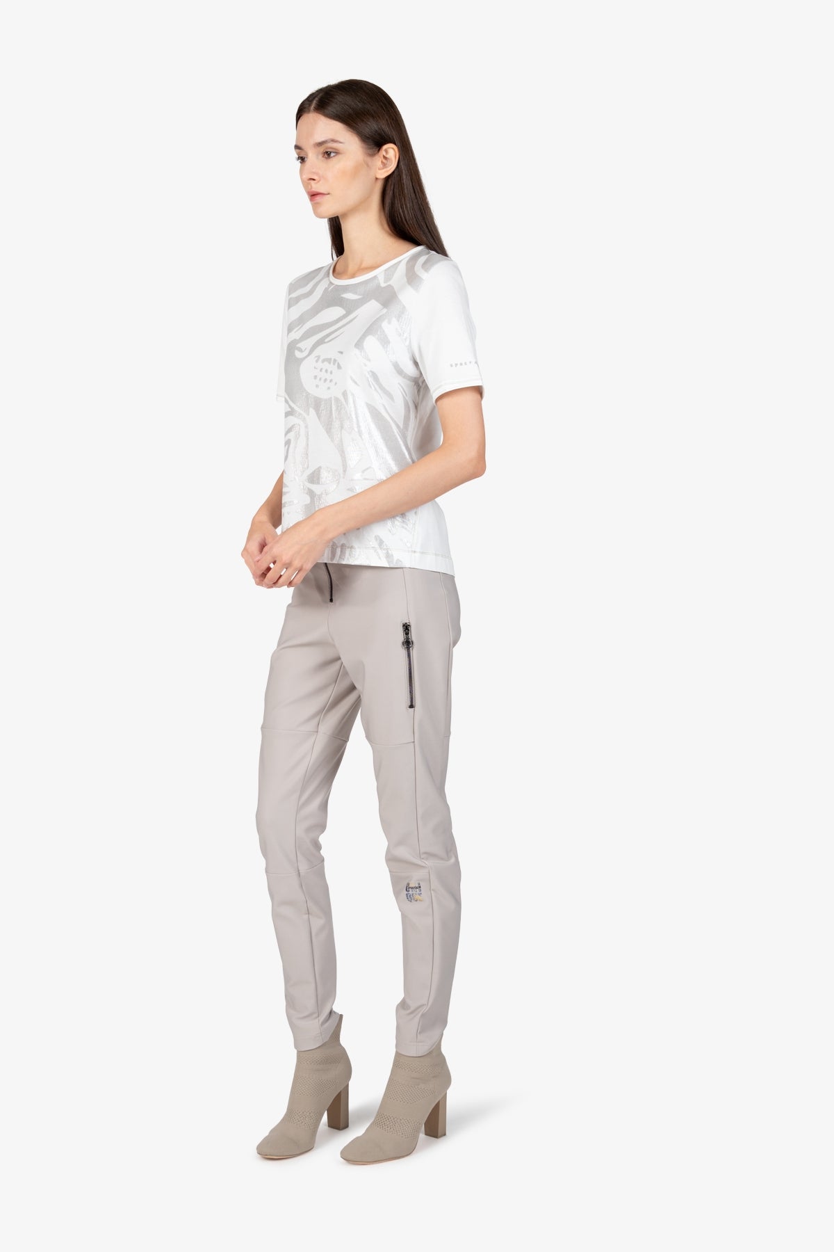 箔印圖案圓領短袖T恤