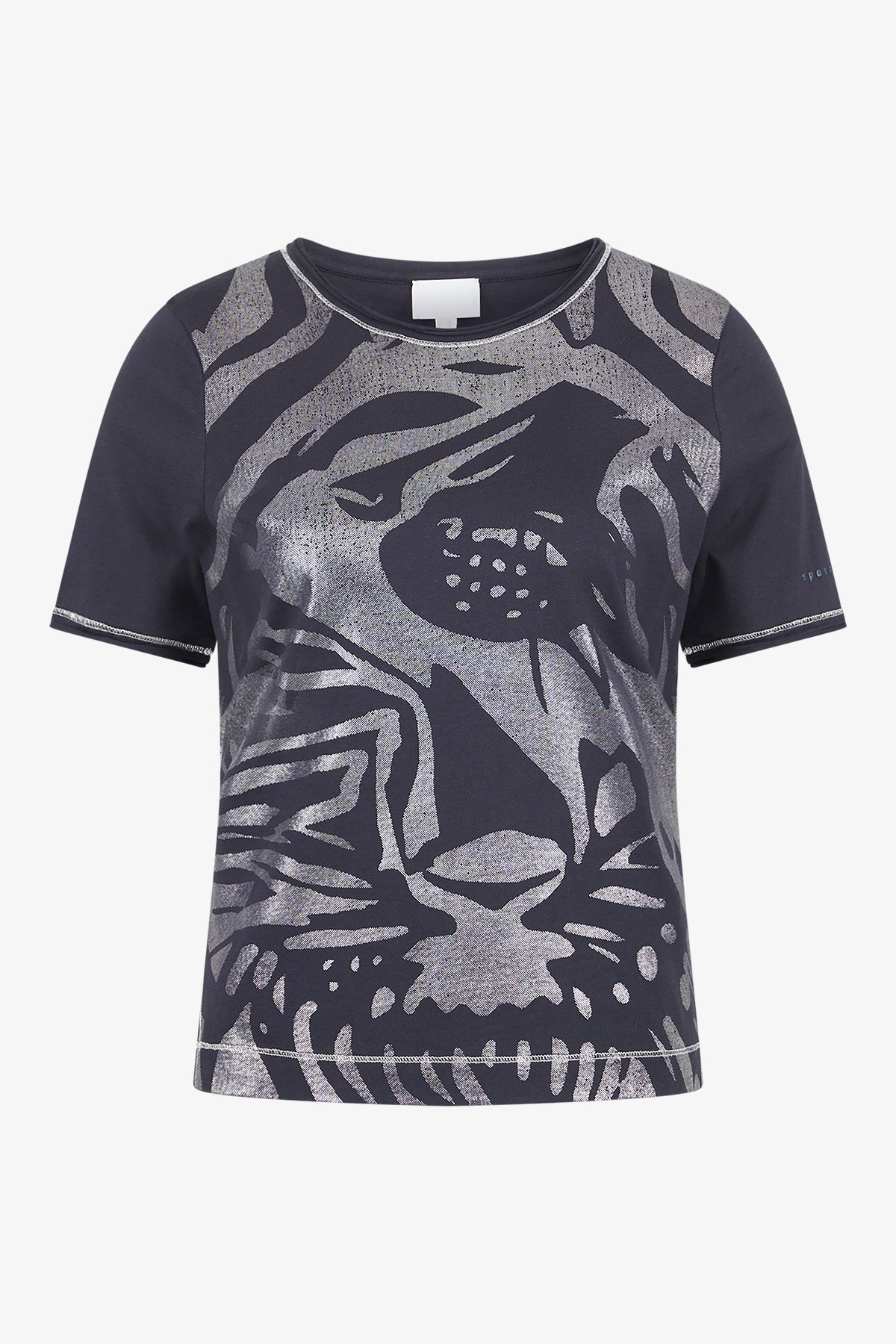 箔印圖案圓領短袖T恤