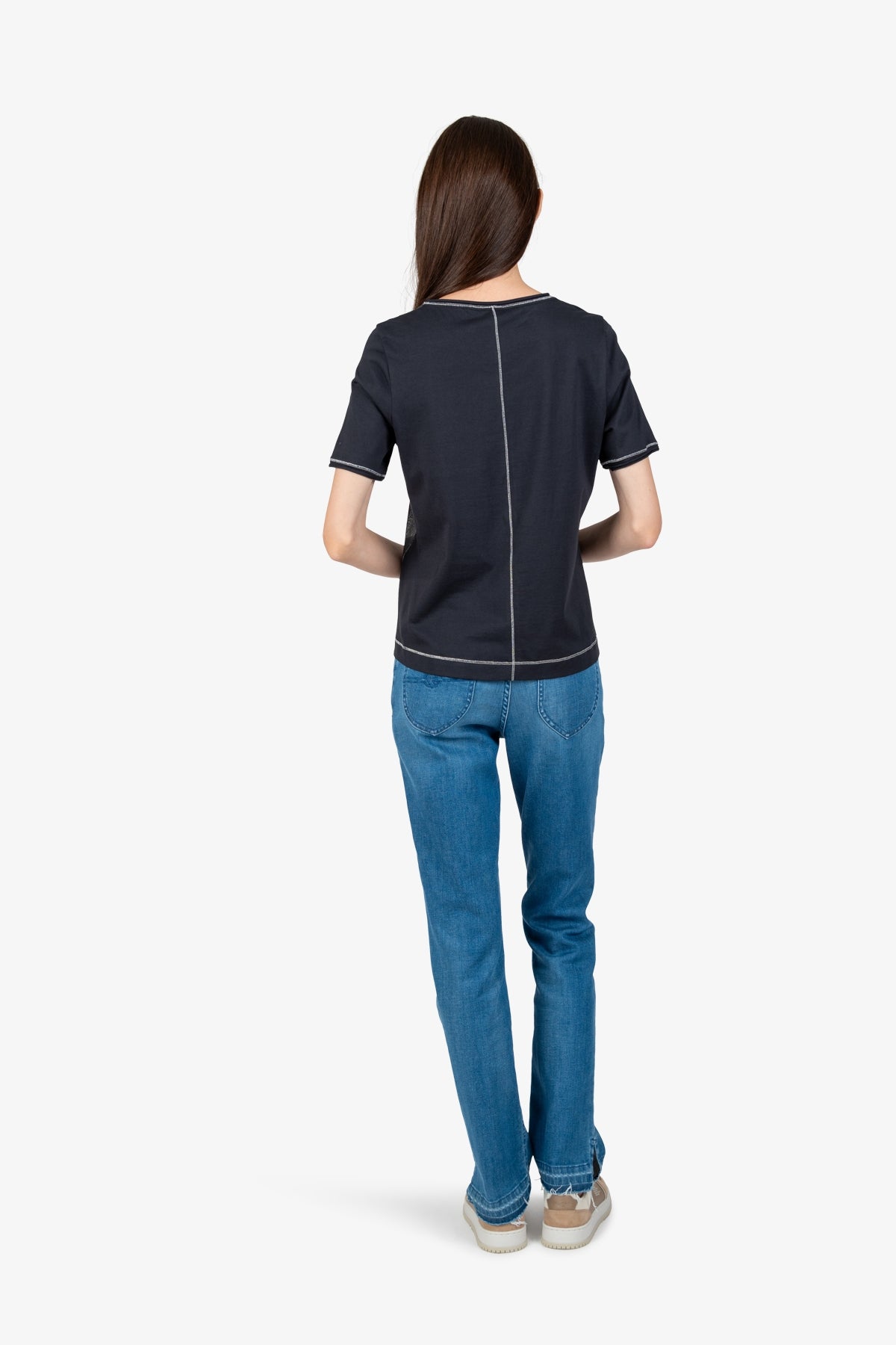 箔印圖案圓領短袖T恤