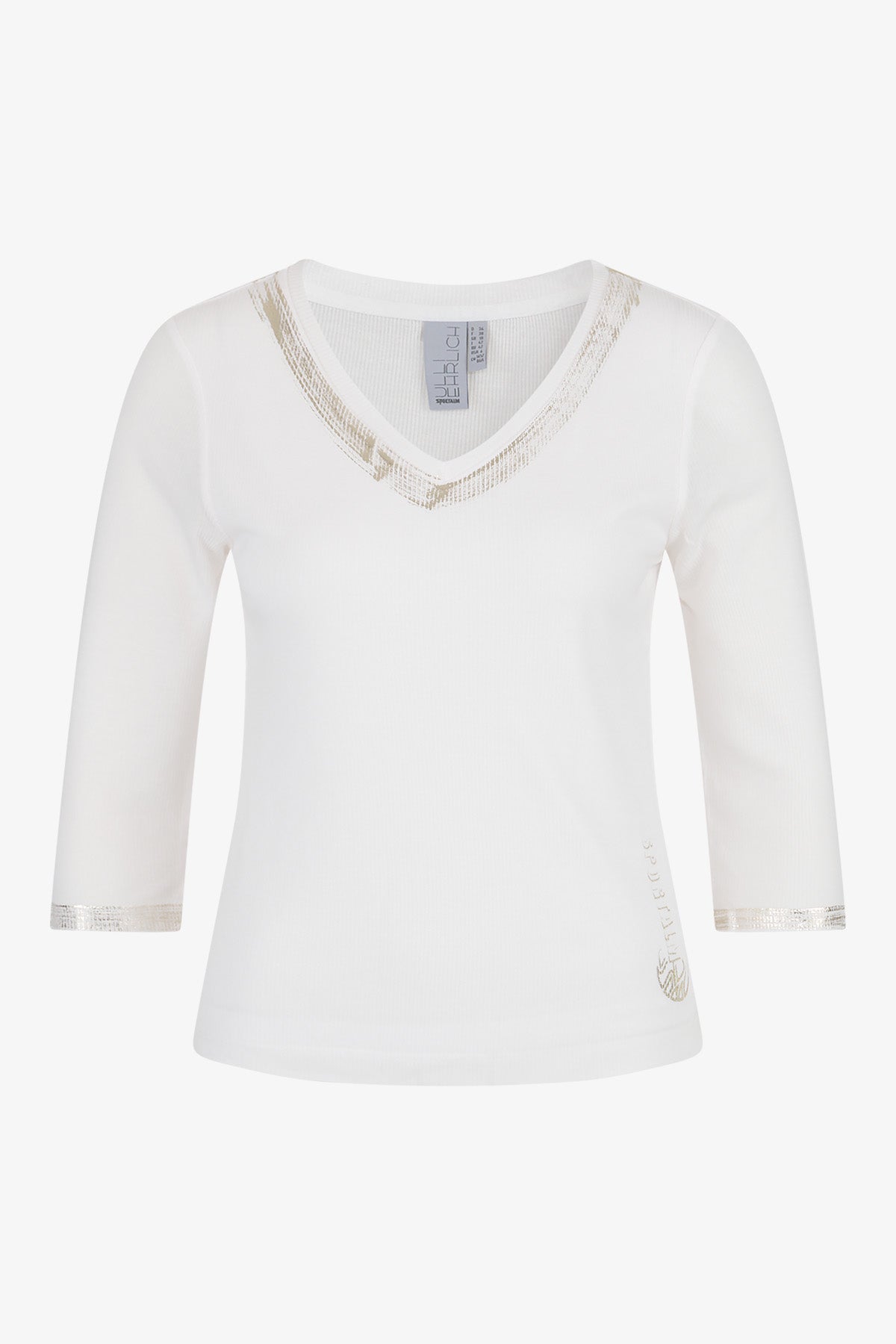 金屬色飾邊V領T恤