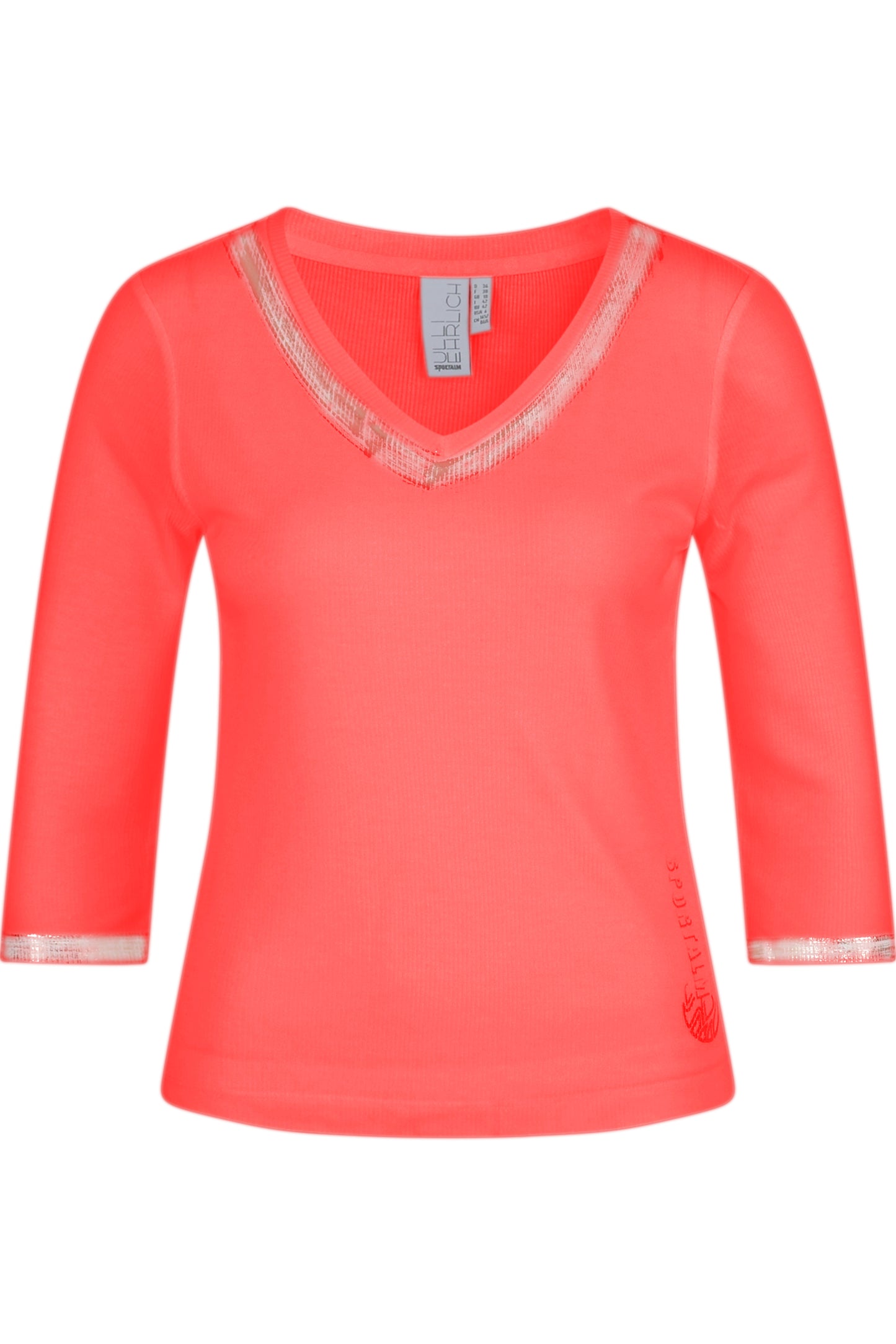 金屬色飾邊V領T恤