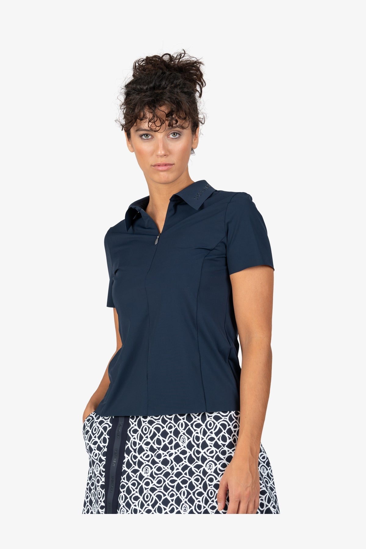 Logo提花饰边撞色翻领Polo恤