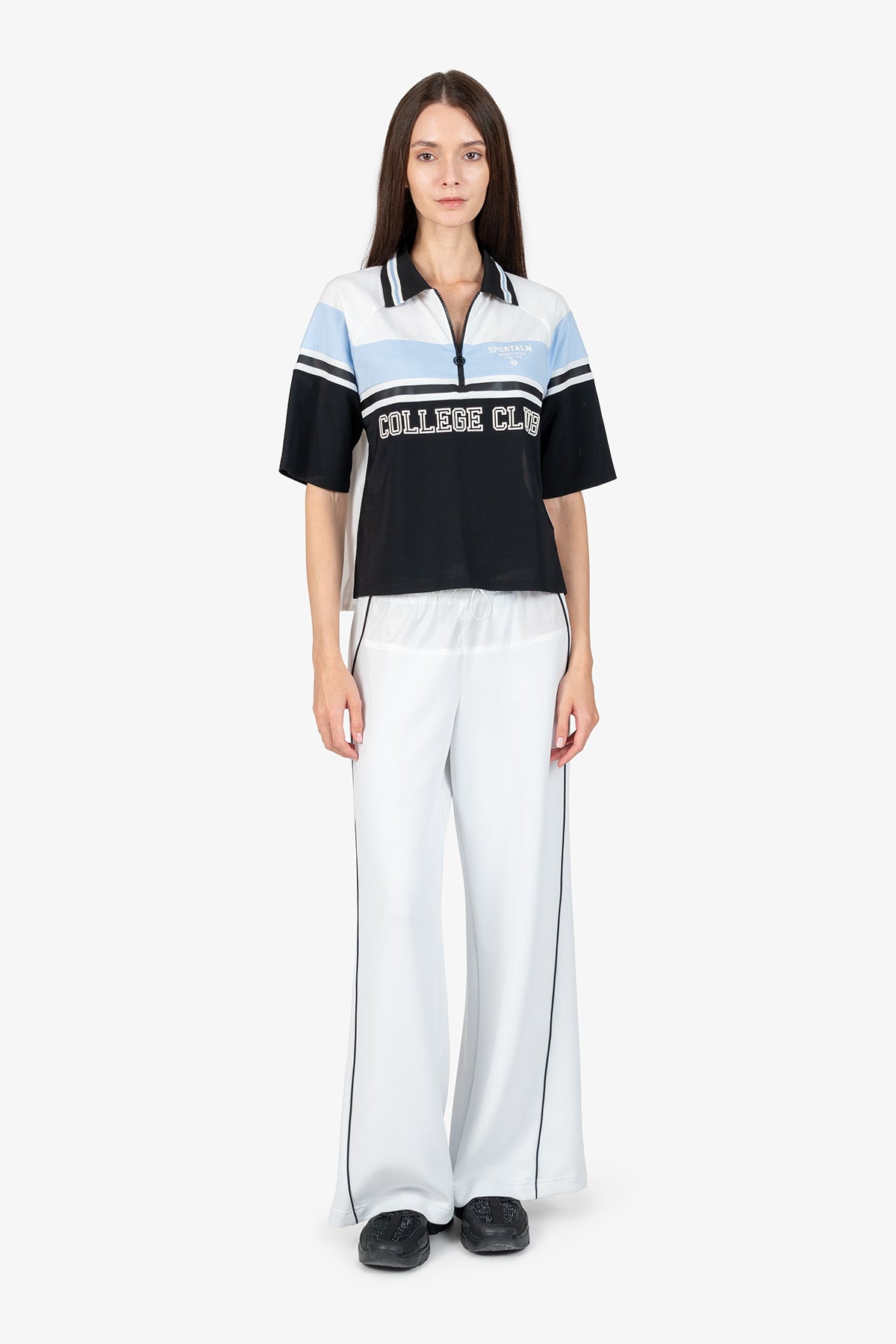 撞色条纹印字Polo恤