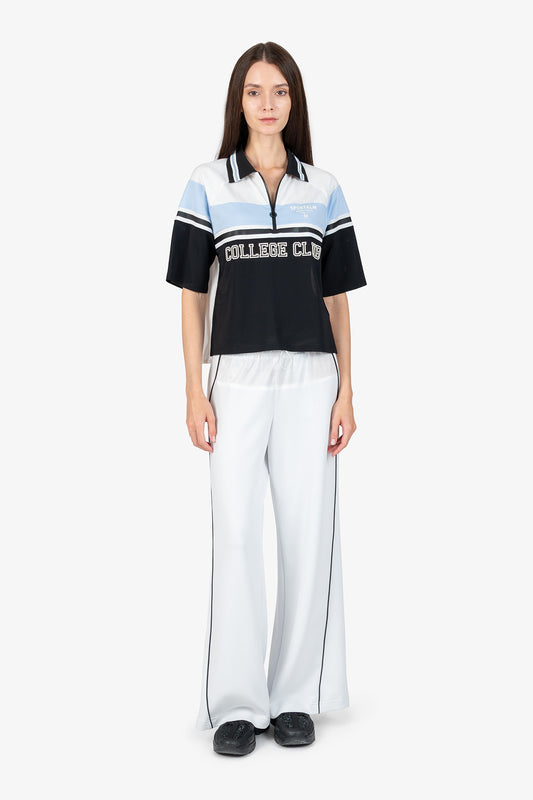 撞色条纹印字Polo恤