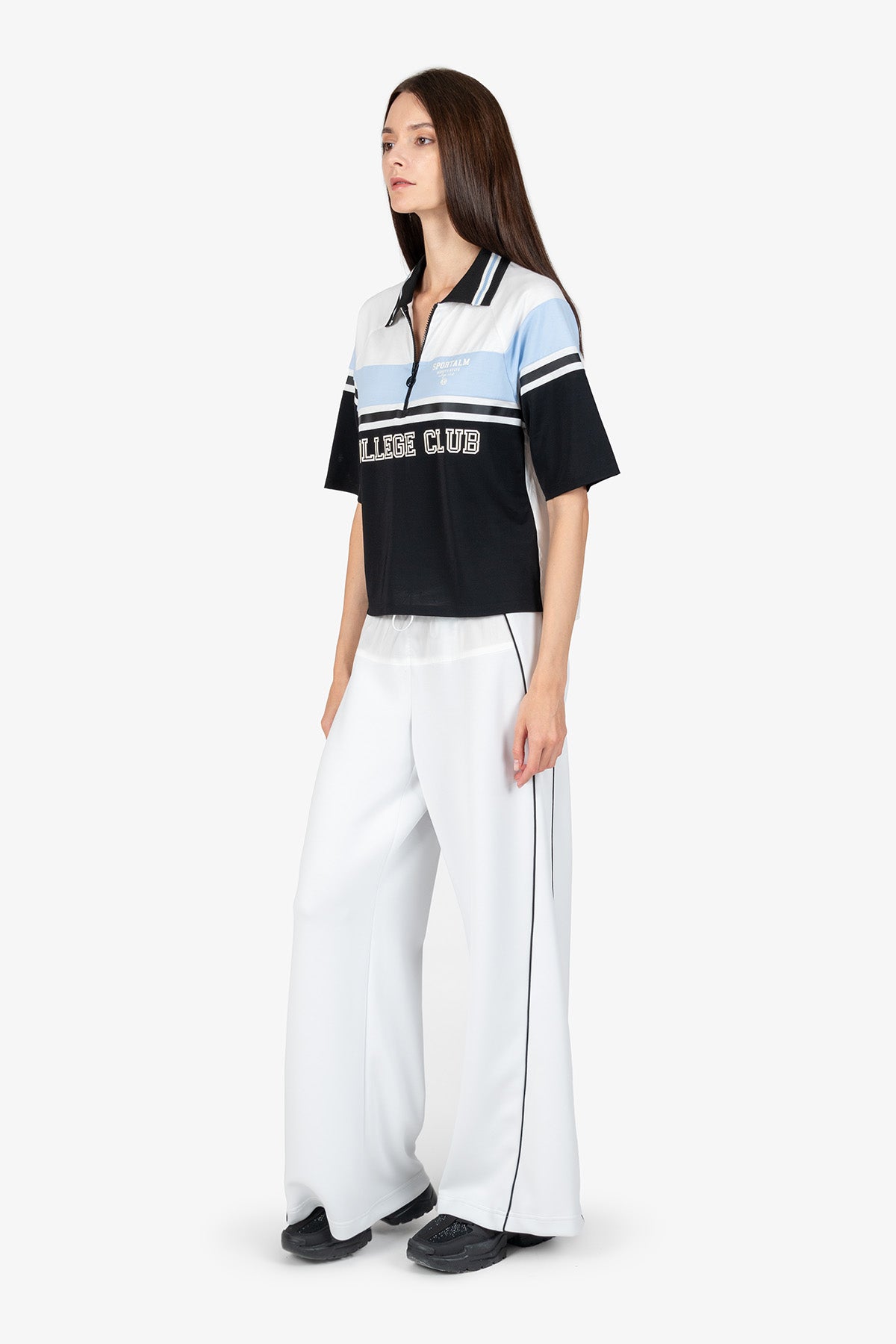 撞色条纹印字Polo恤