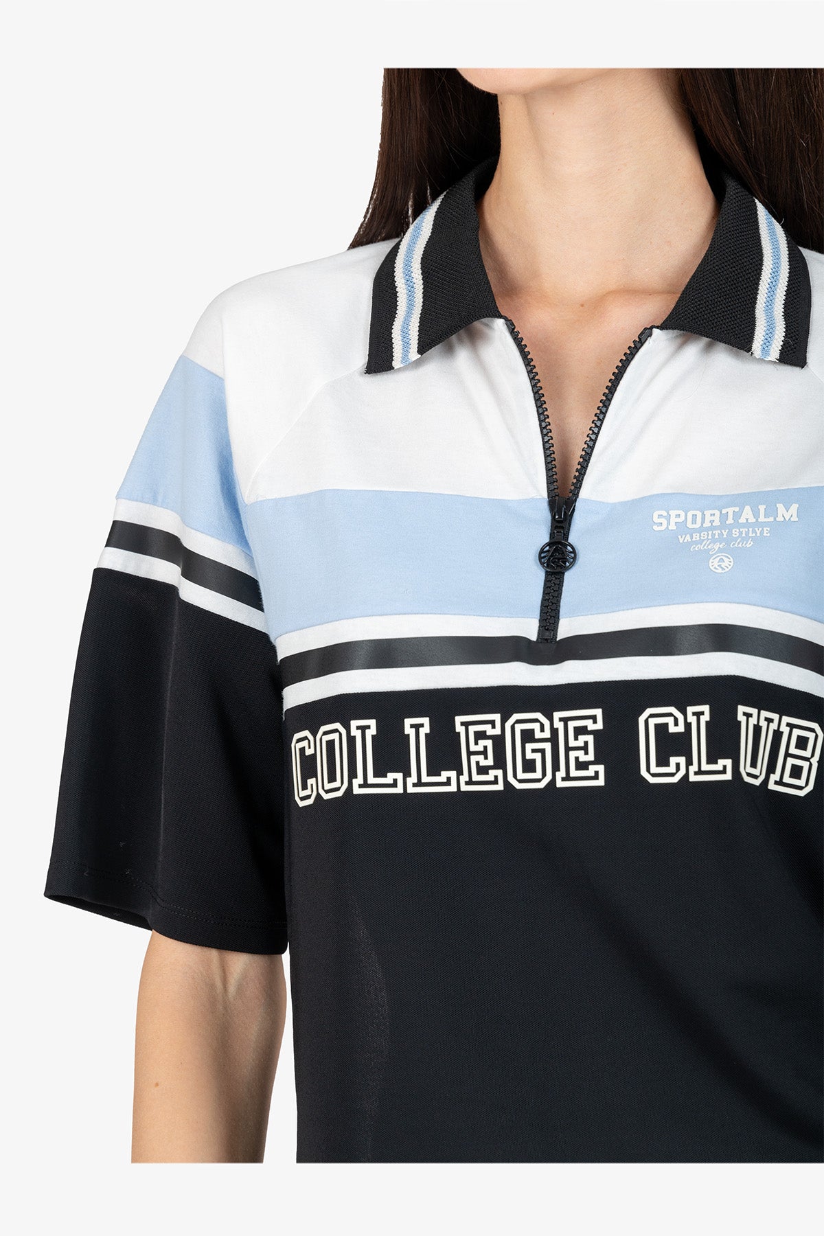 撞色条纹印字Polo恤