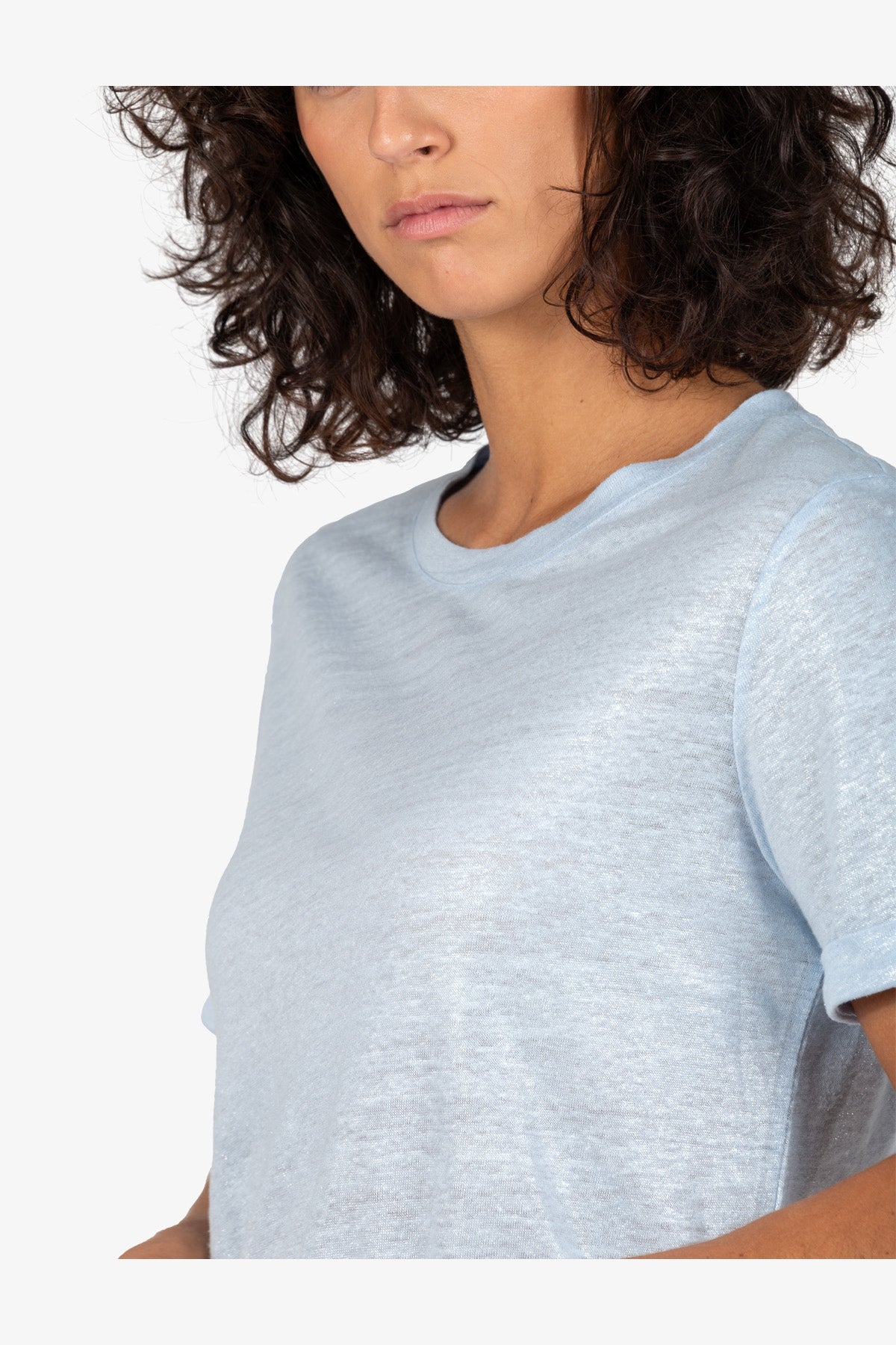 金属涂层圆领短袖T恤