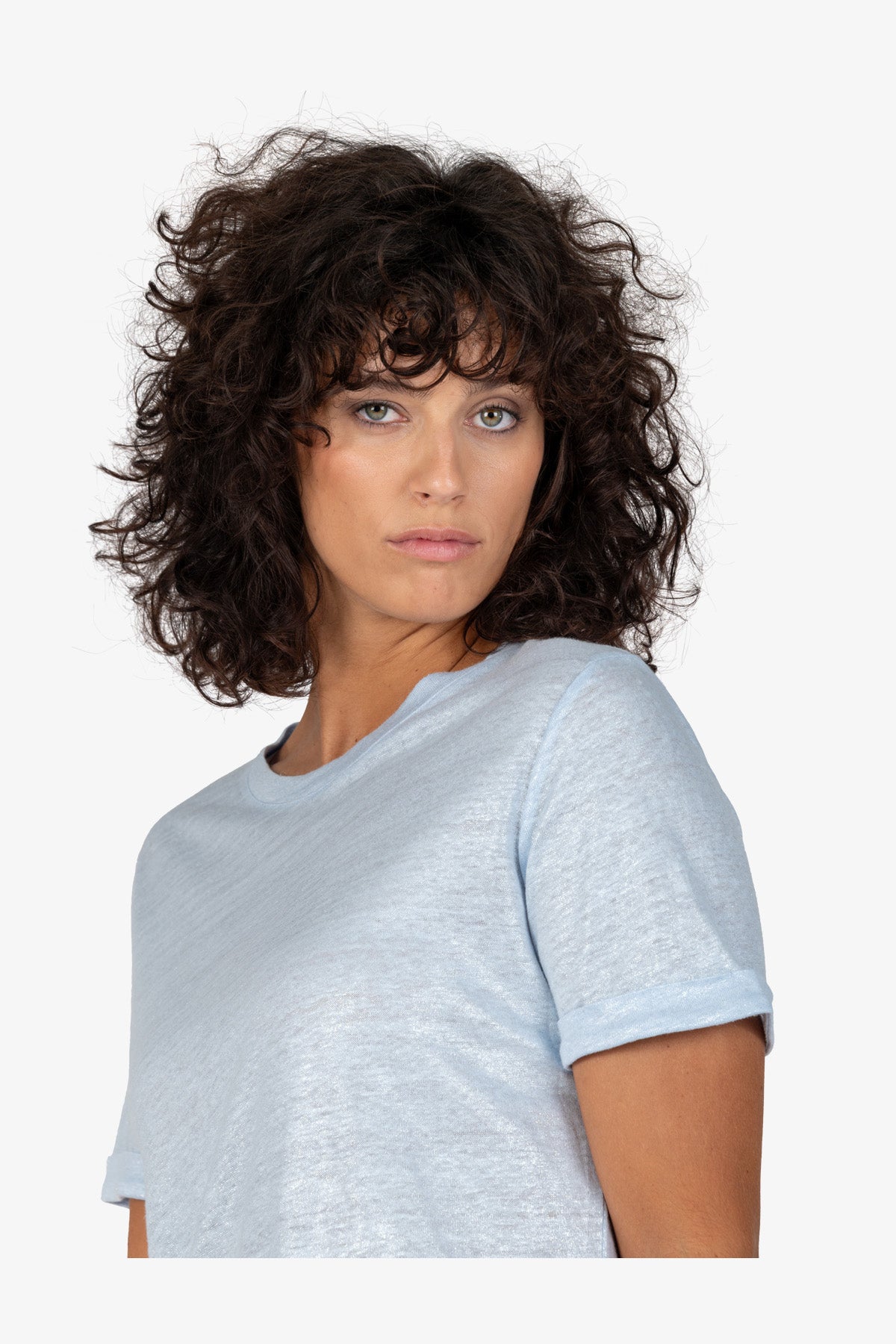 金属涂层圆领短袖T恤