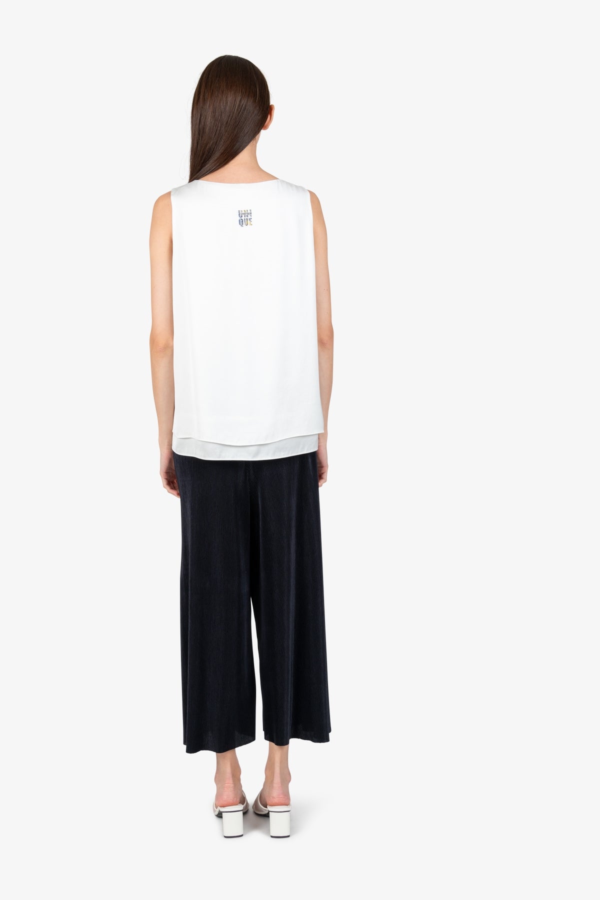 V领双层无袖上衣