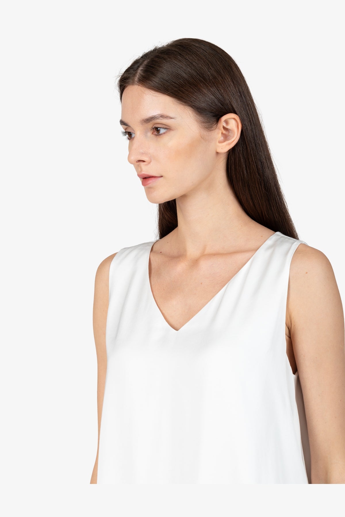 V领双层无袖上衣