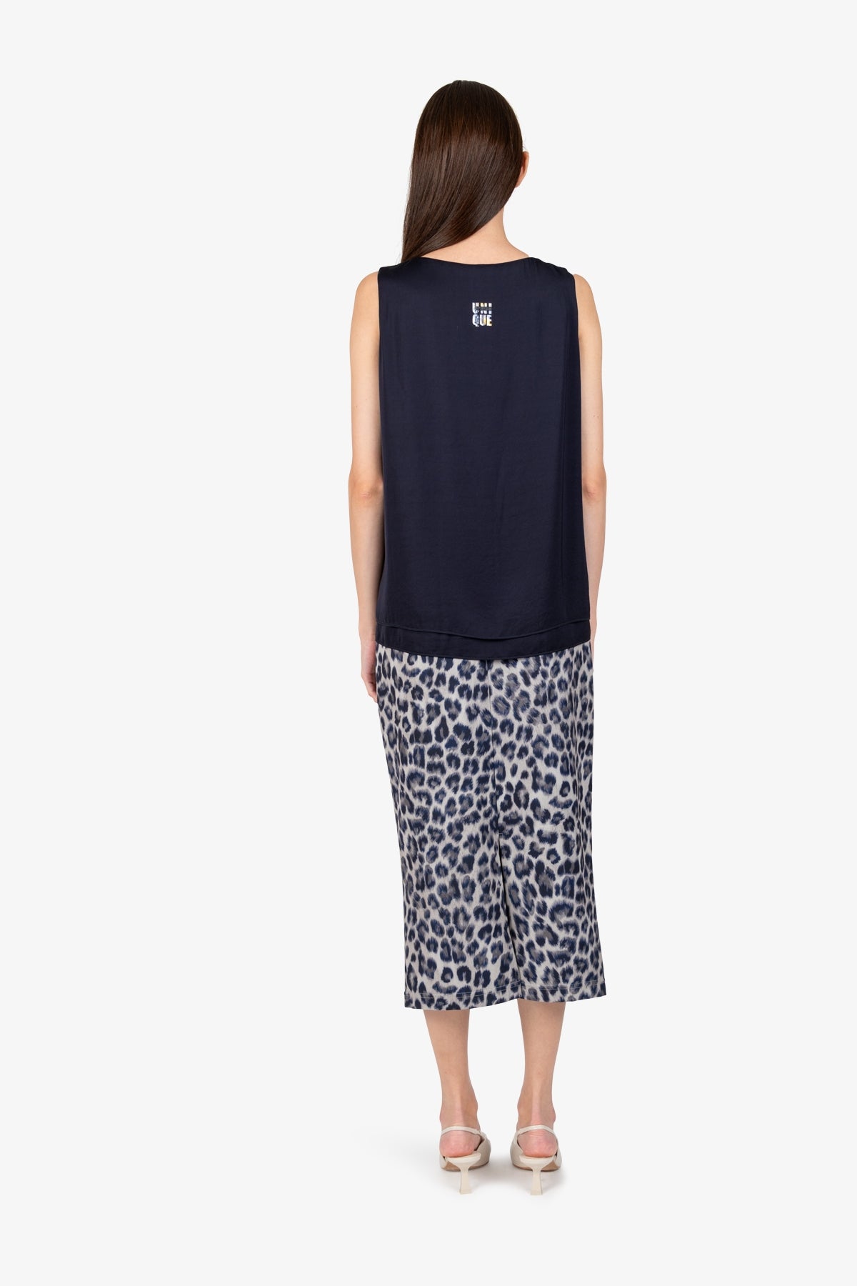 V领双层无袖上衣