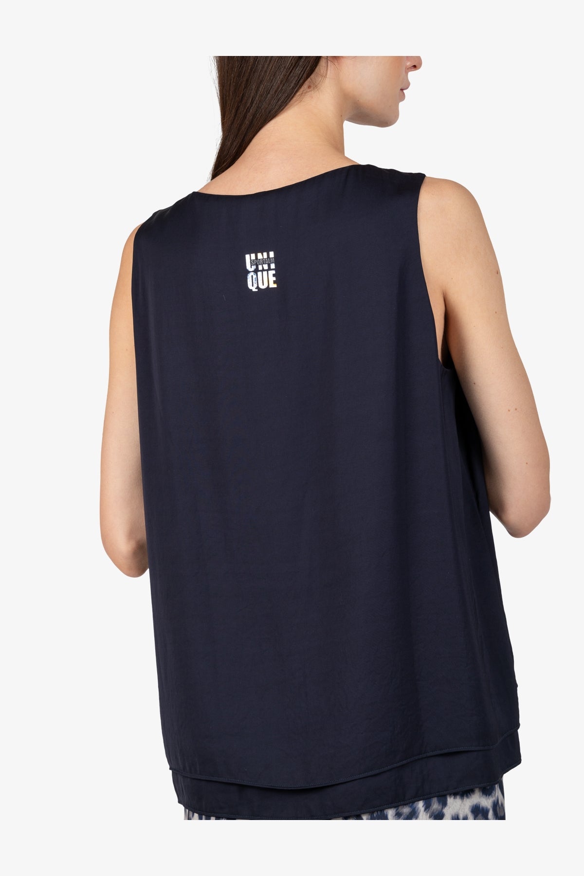 V领双层无袖上衣