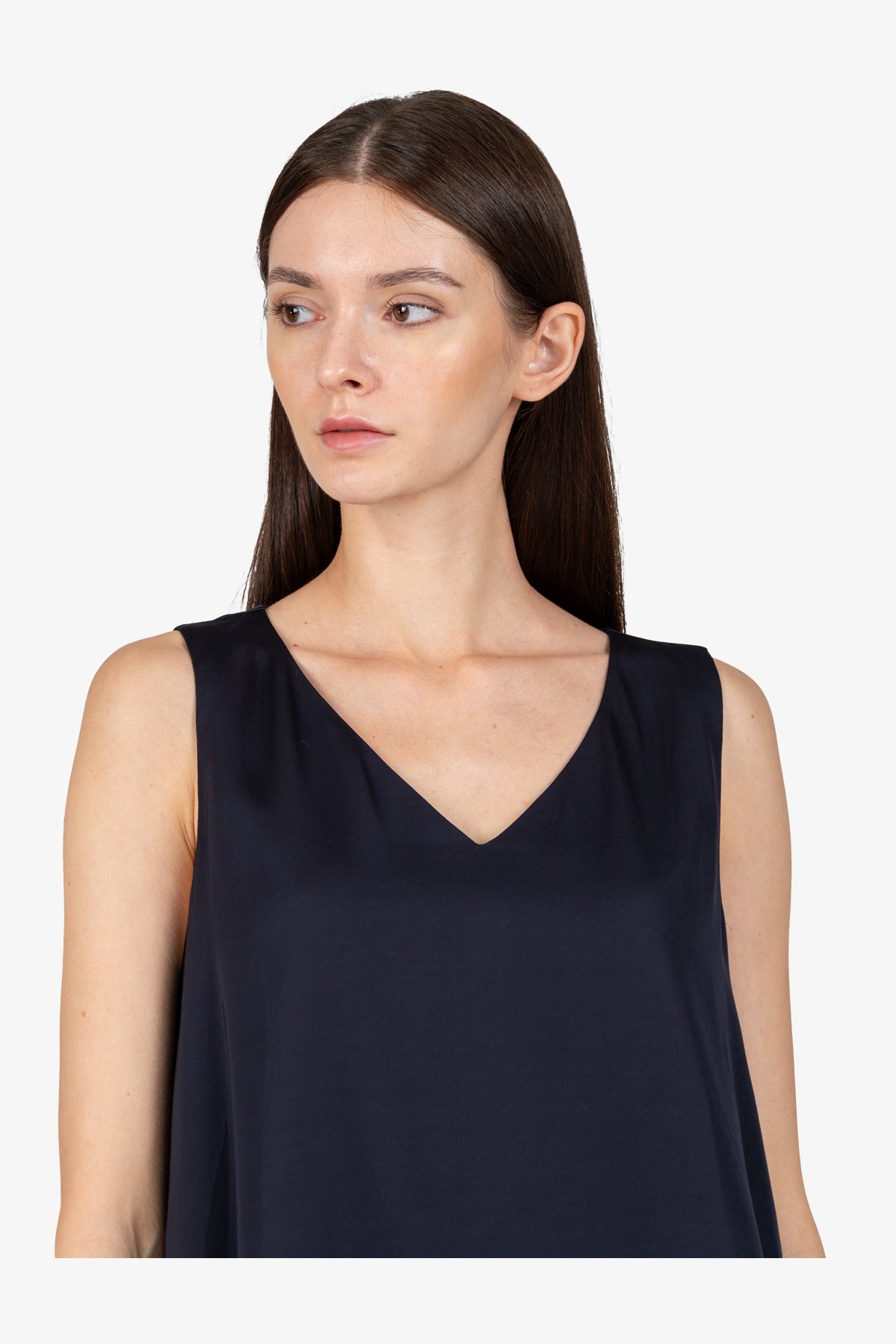 V领双层无袖上衣