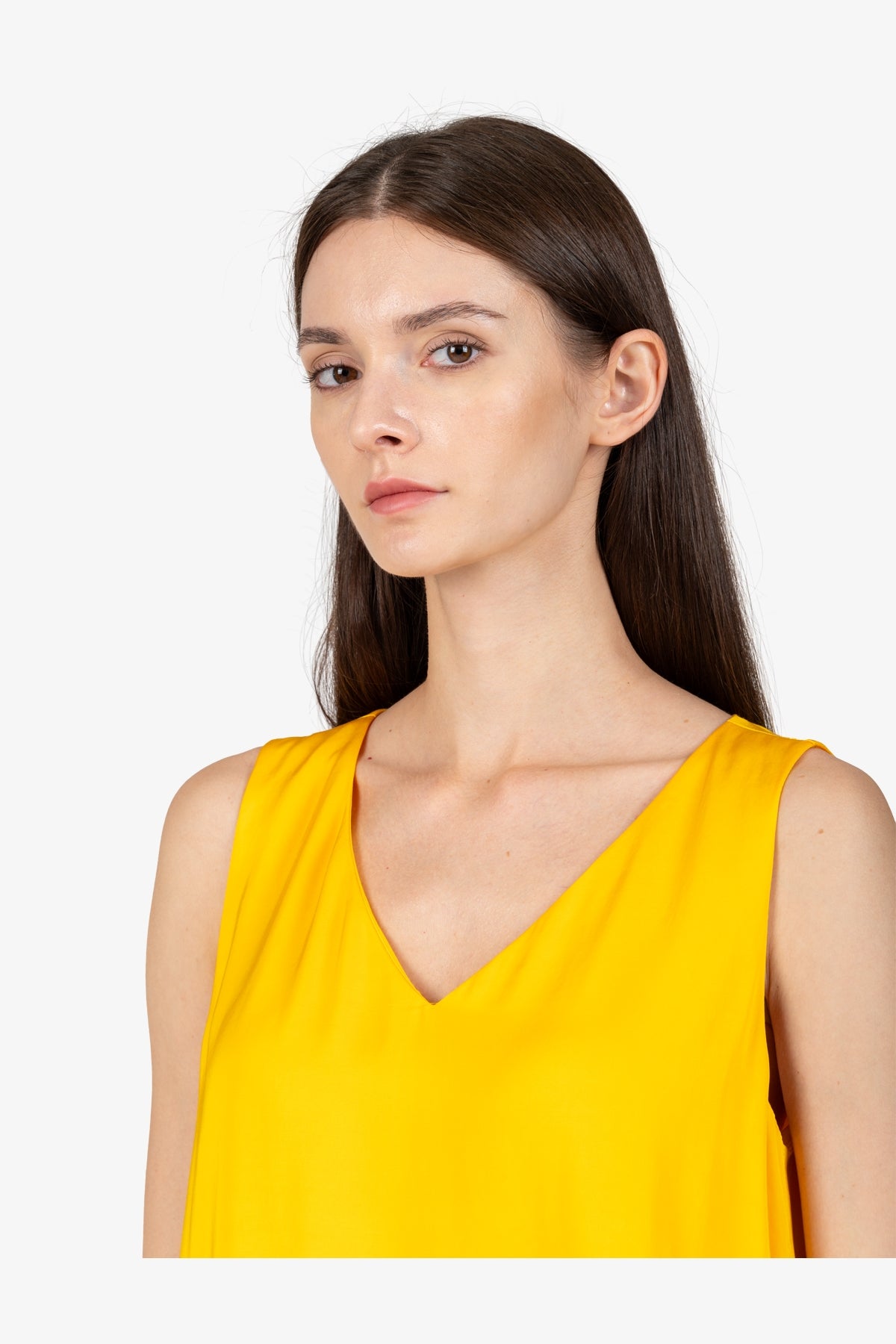 V领双层无袖上衣