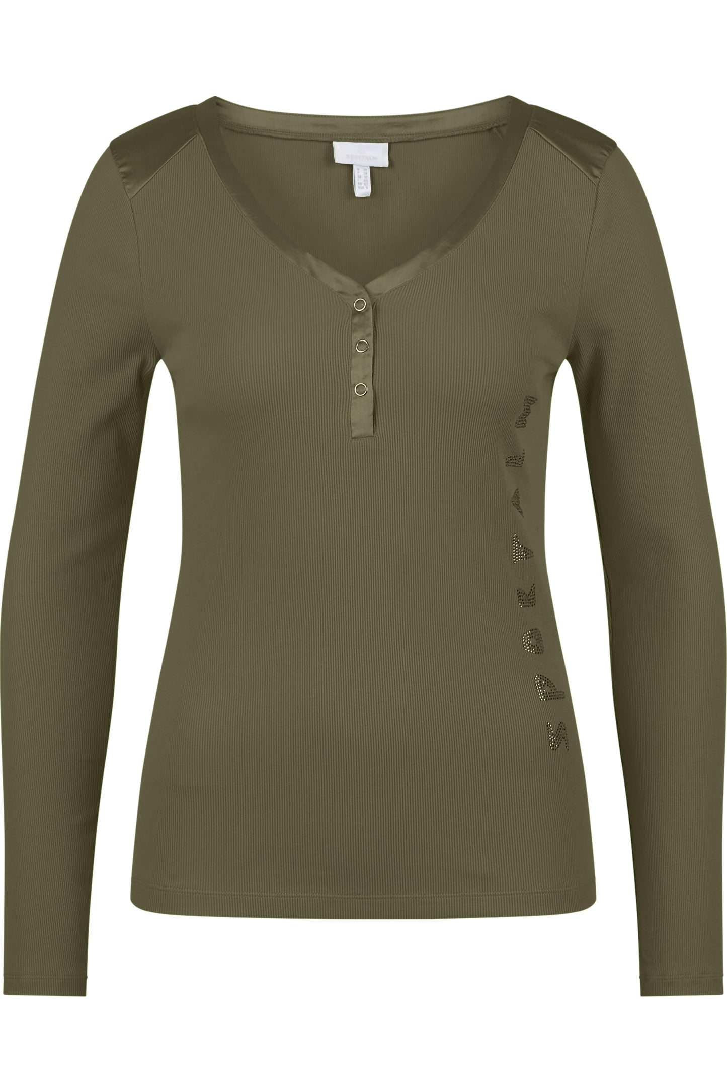 水钻Logo长袖V领T恤