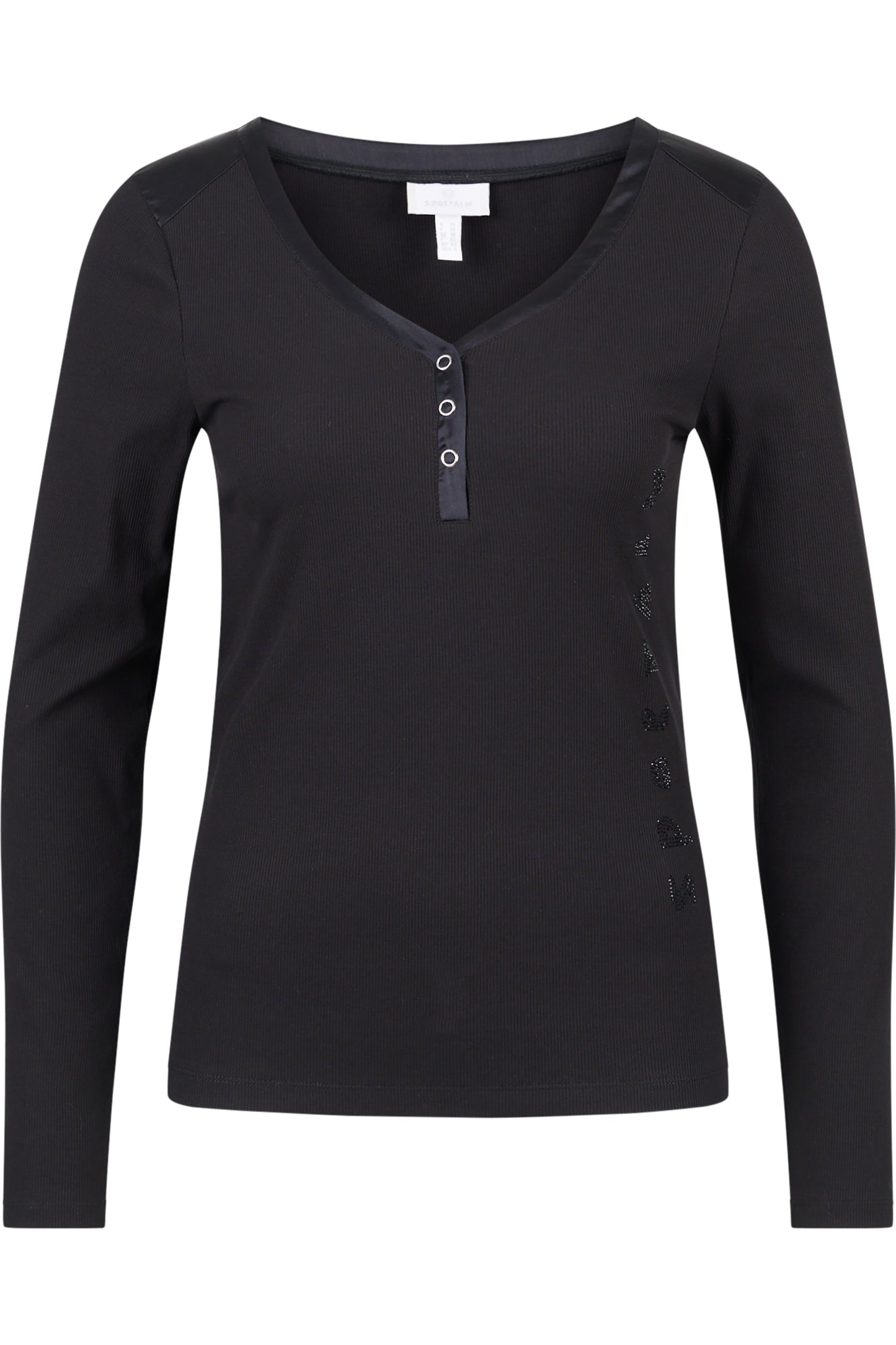 水钻Logo长袖V领T恤
