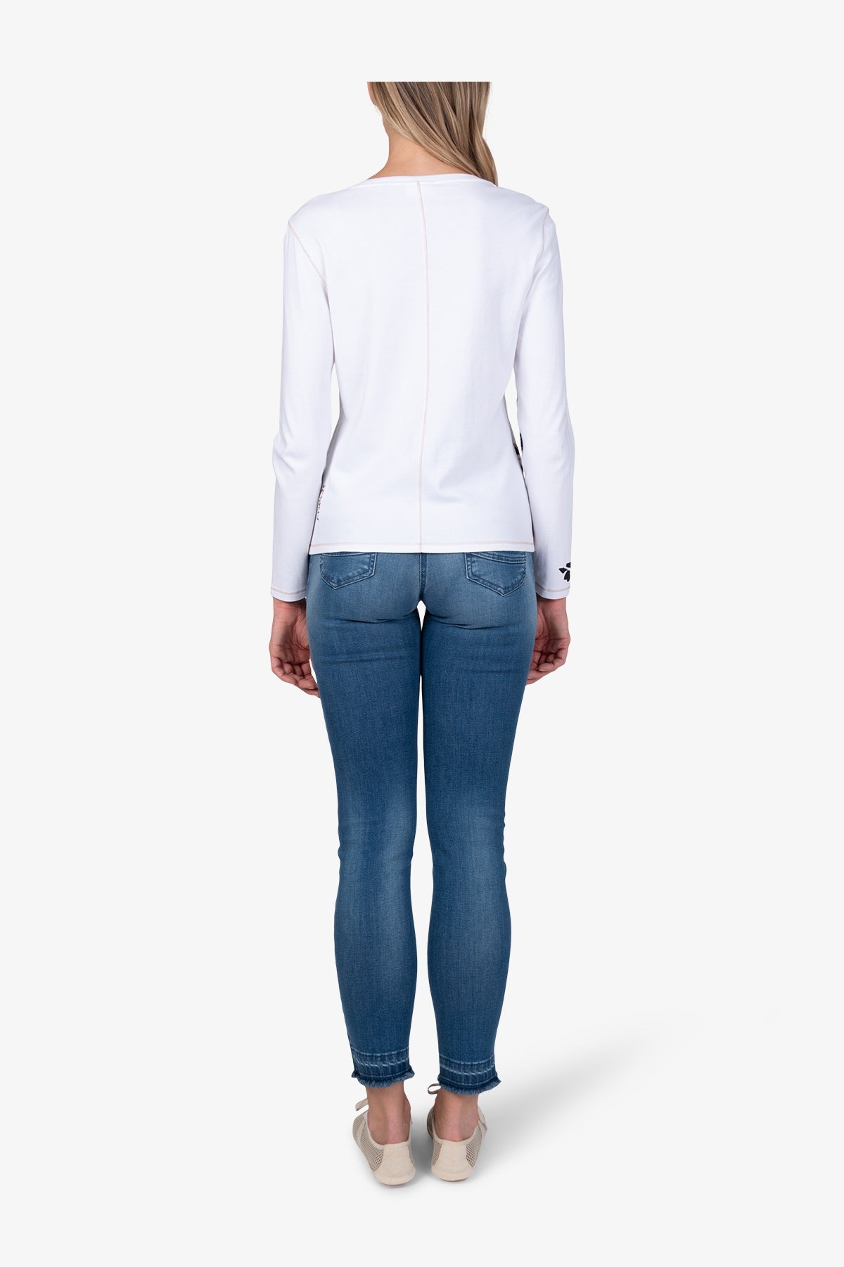 亮片裝飾豹子印花圓領T恤