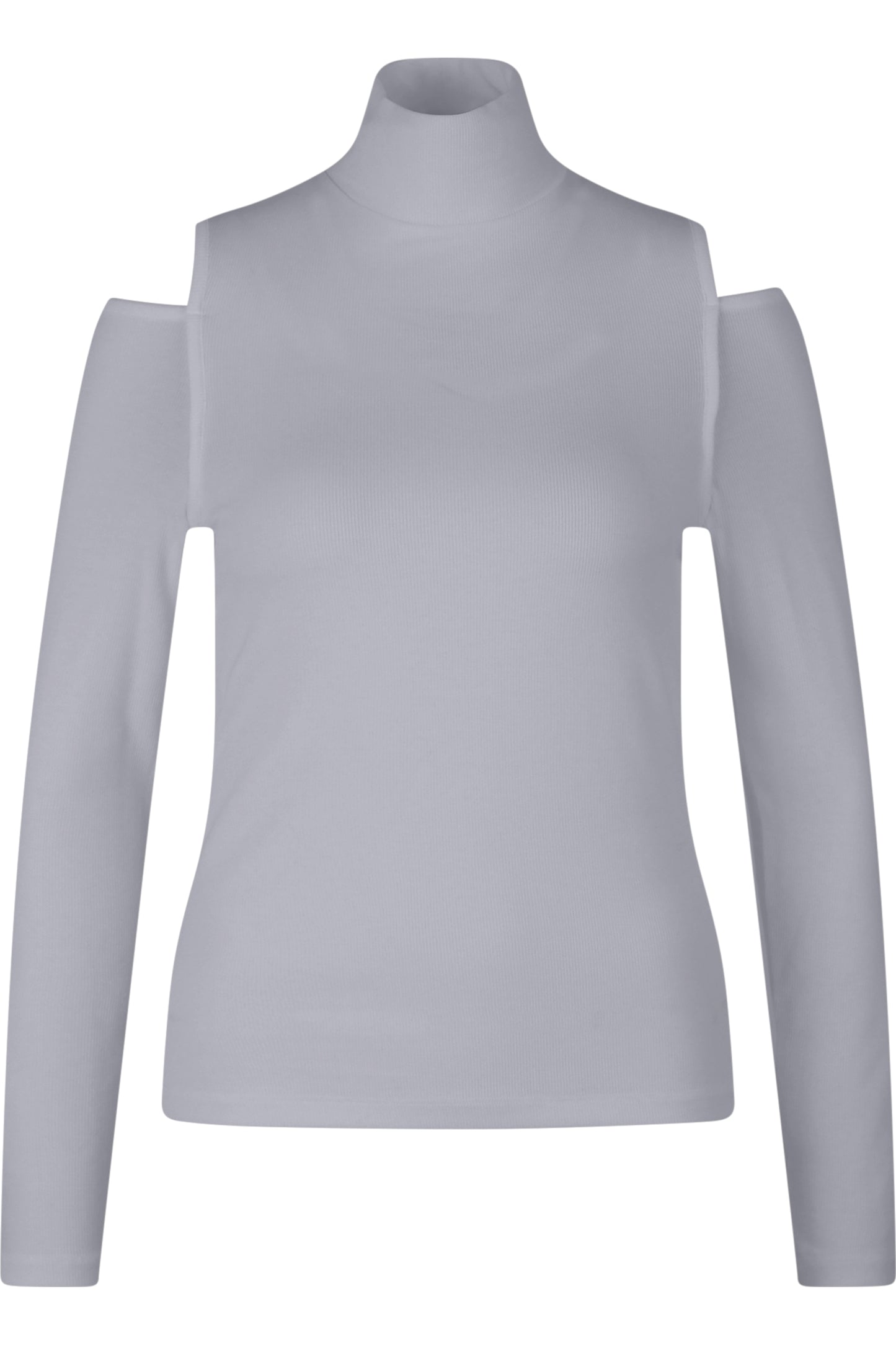 肩部鏤空高領長袖T恤