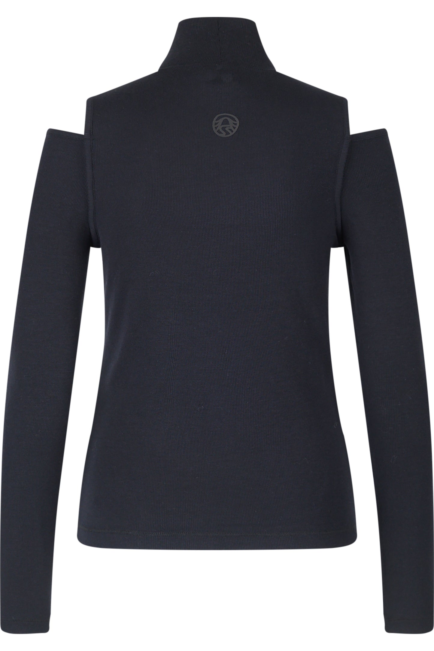 肩部鏤空高領長袖T恤