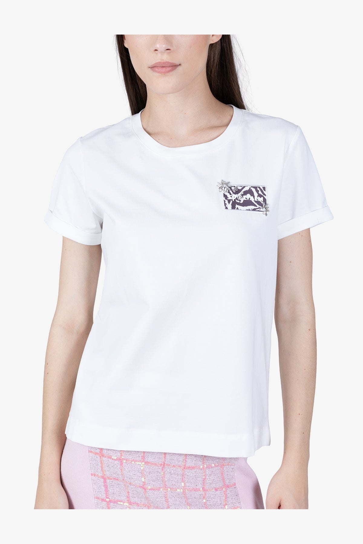 Casual T-shirt with Printed Badge