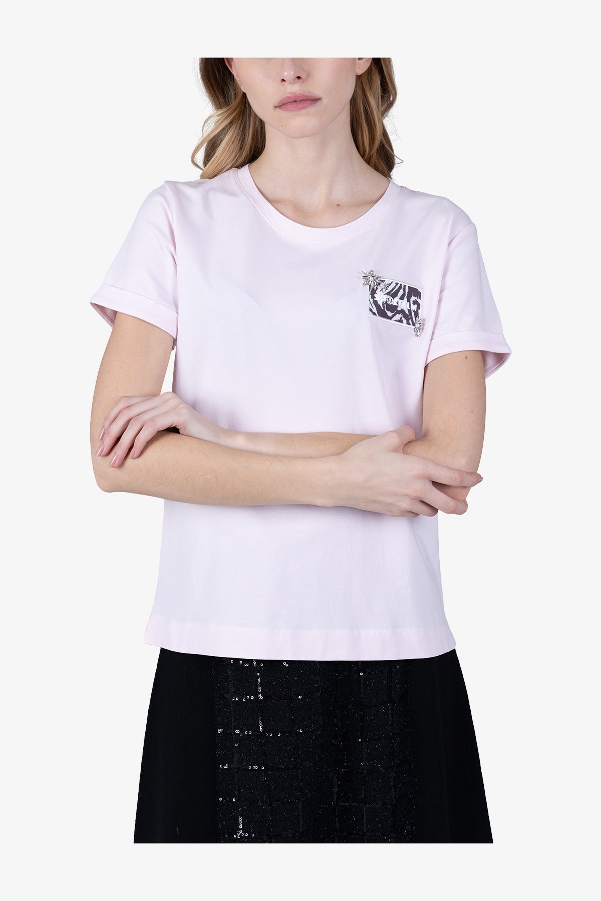 Casual T-shirt with Printed Badge