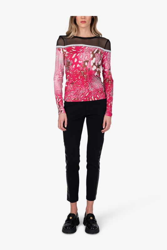 Long-sleeved Shirt with Mesh Fabric