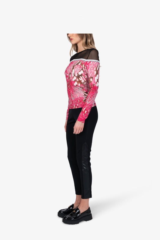 Long-sleeved Shirt with Mesh Fabric