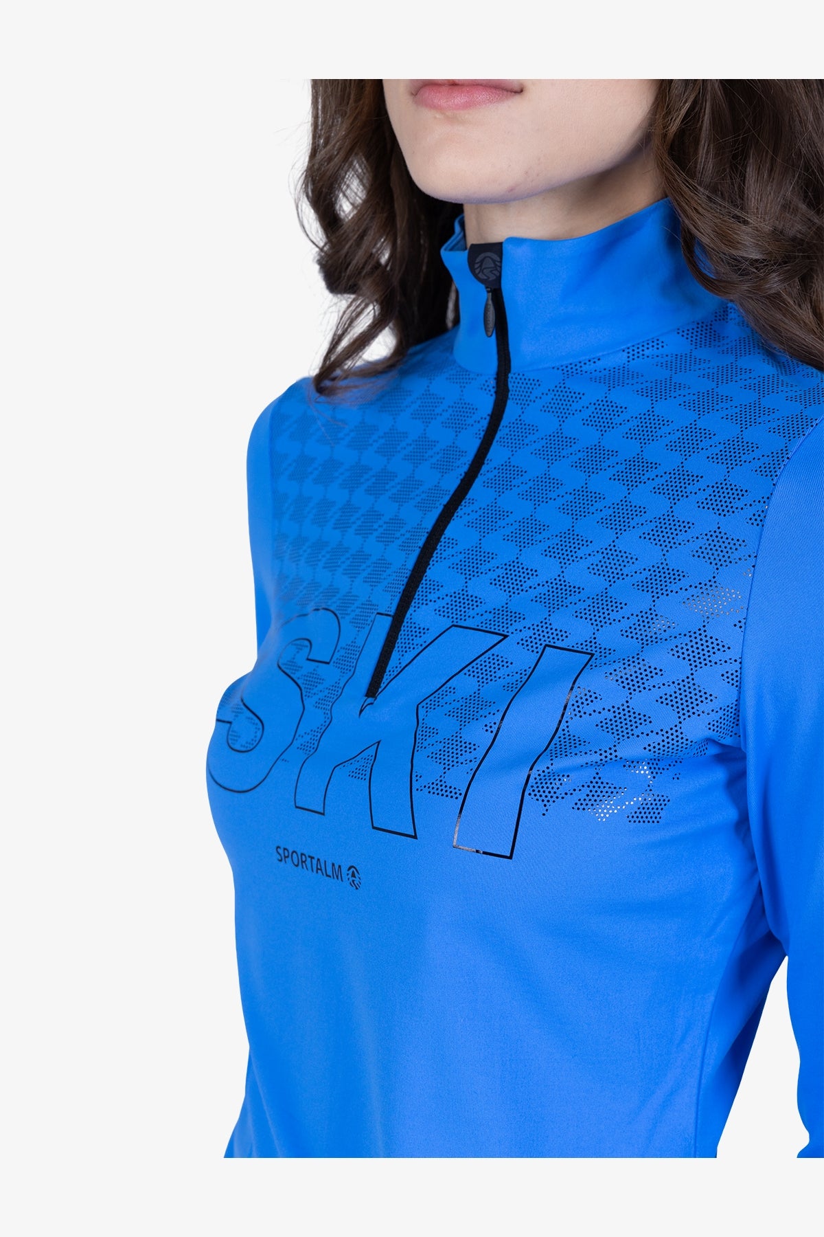 拉鏈立領印花長袖T恤