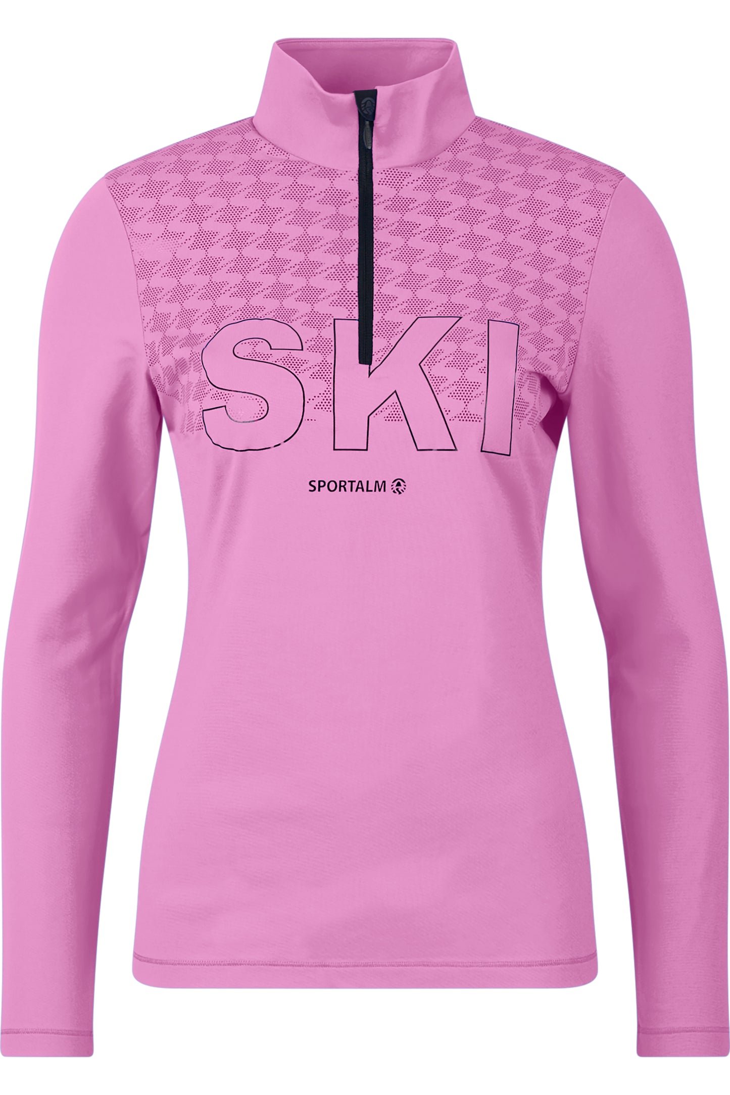 拉鏈立領印花長袖T恤