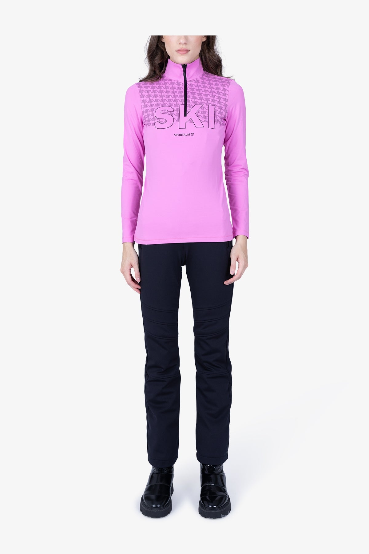 拉鏈立領印花長袖T恤