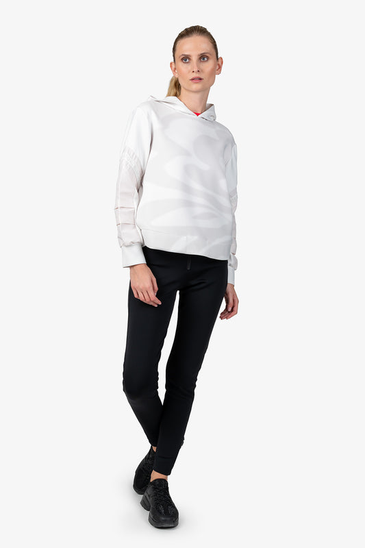 抽象花朵图案连帽卫衣