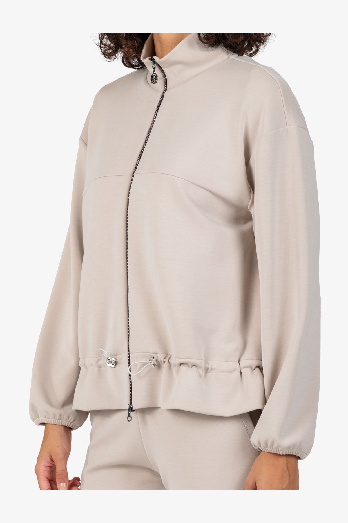 抽绳拉链立领夹克