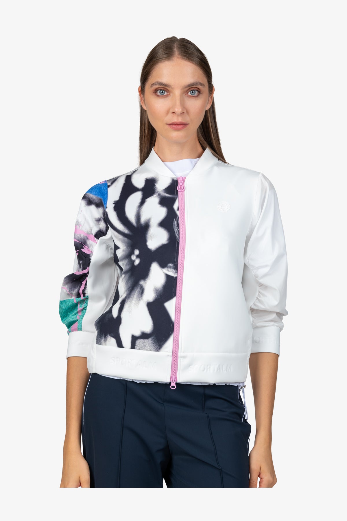 Sweatshirt Jacket with College Collar