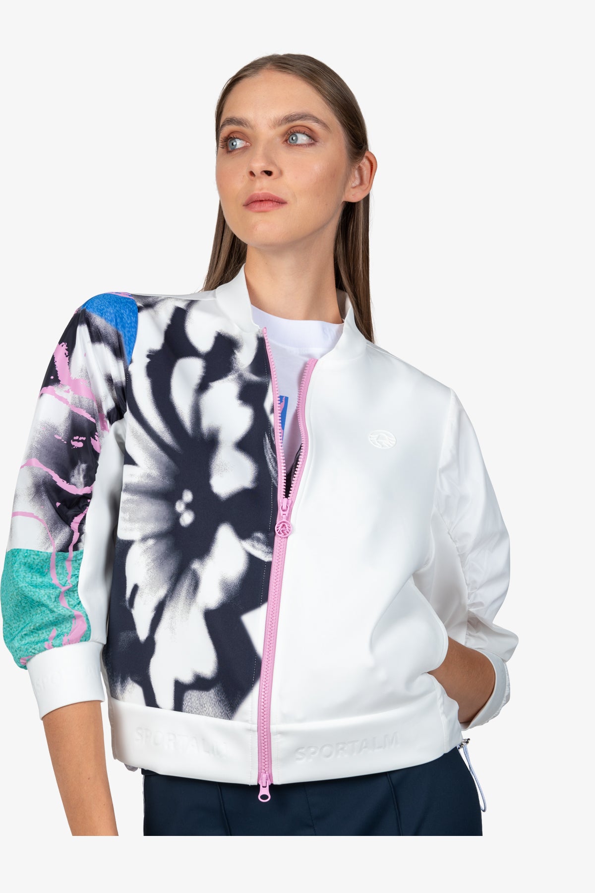 Sweatshirt Jacket with College Collar
