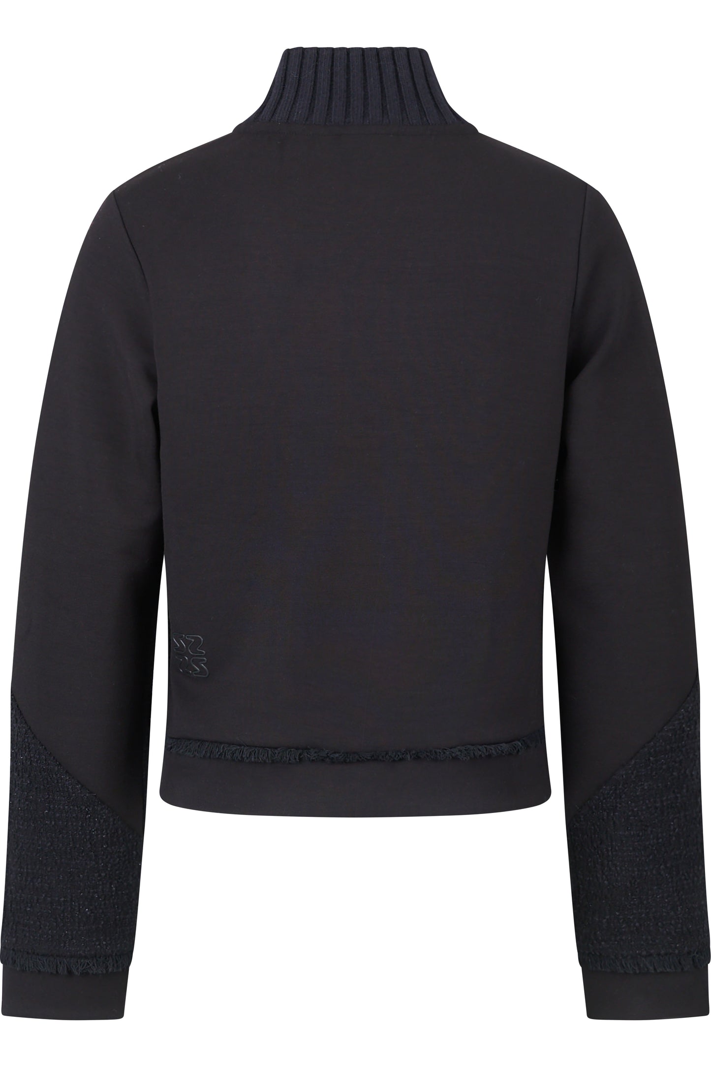 皮革饰边拉链立领夹克