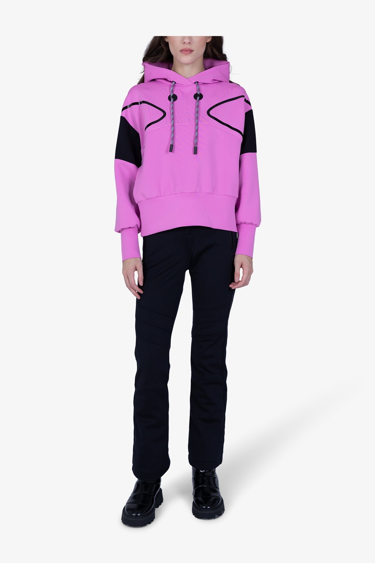 “S"型絎縫圖案連帽衛衣