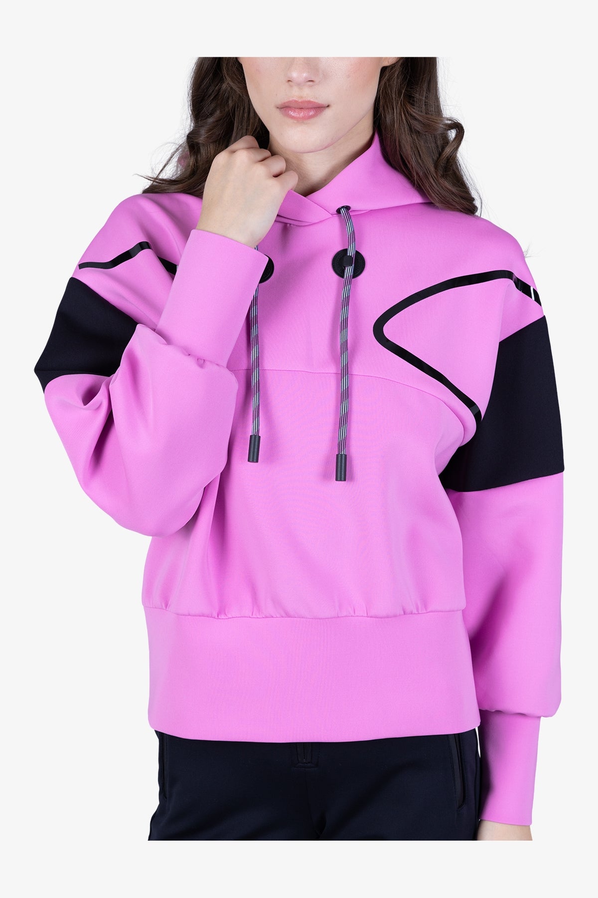 “S"型絎縫圖案連帽衛衣