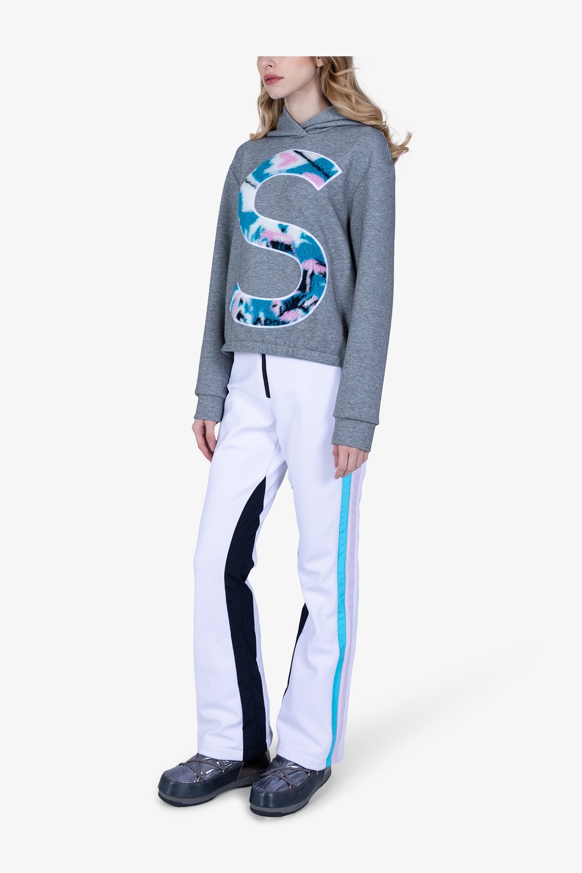 "S"型3D圖案連帽套頭衫