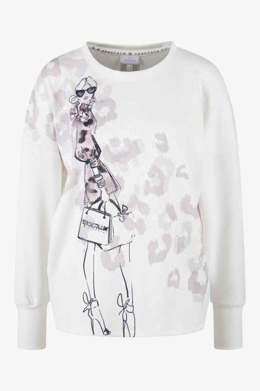 Cotton Sweatshirt with a Printed Design