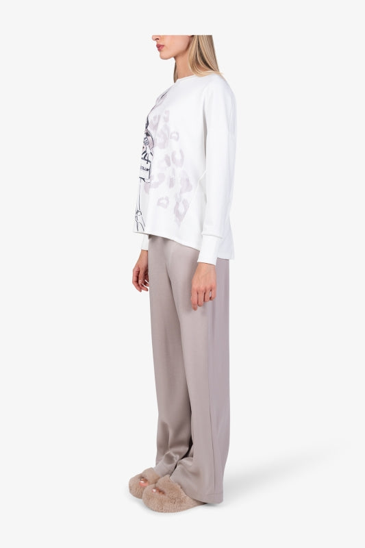 Cotton Sweatshirt with a Printed Design
